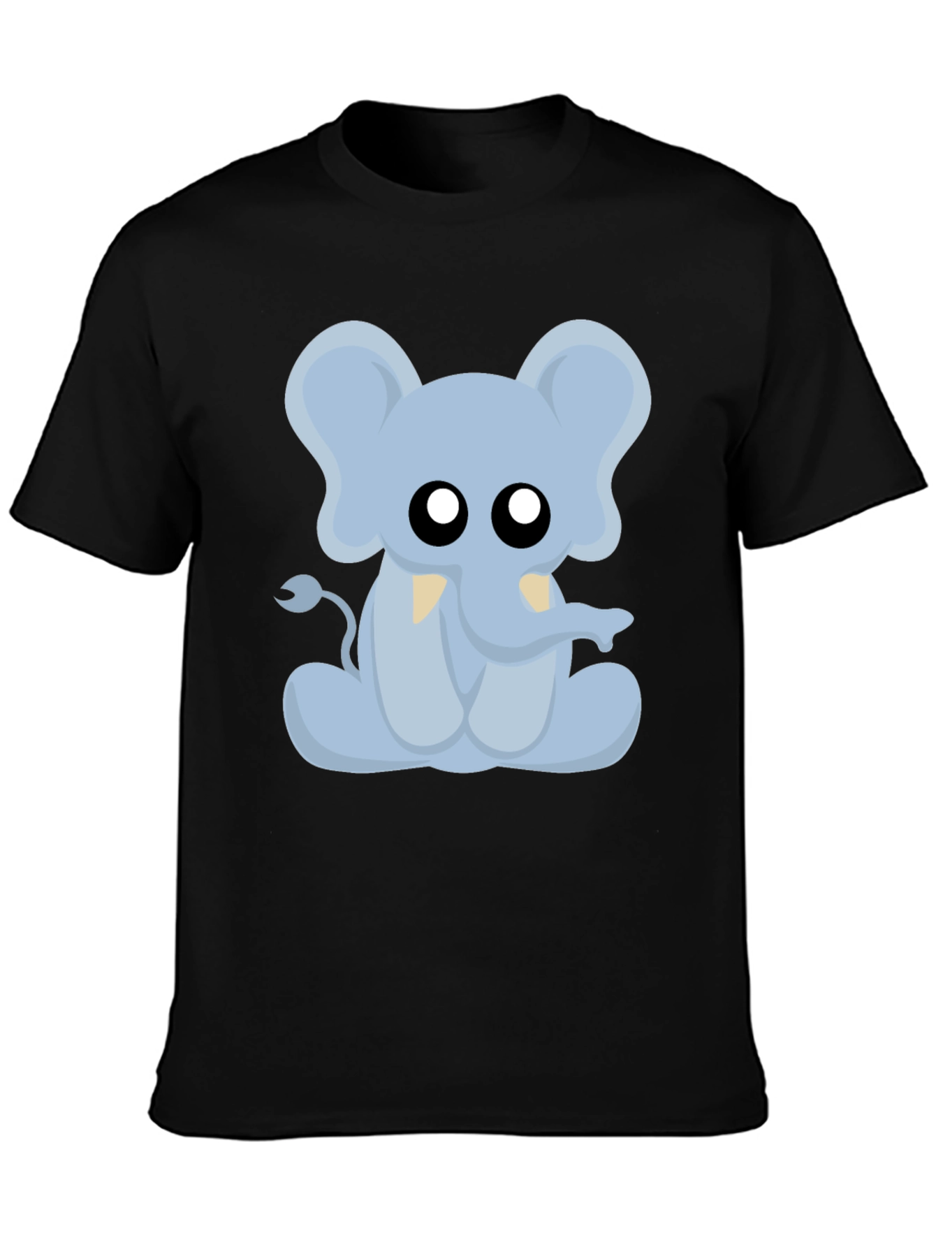 Black Cute Cartoon Elephant Graphic T-Shirt view 3