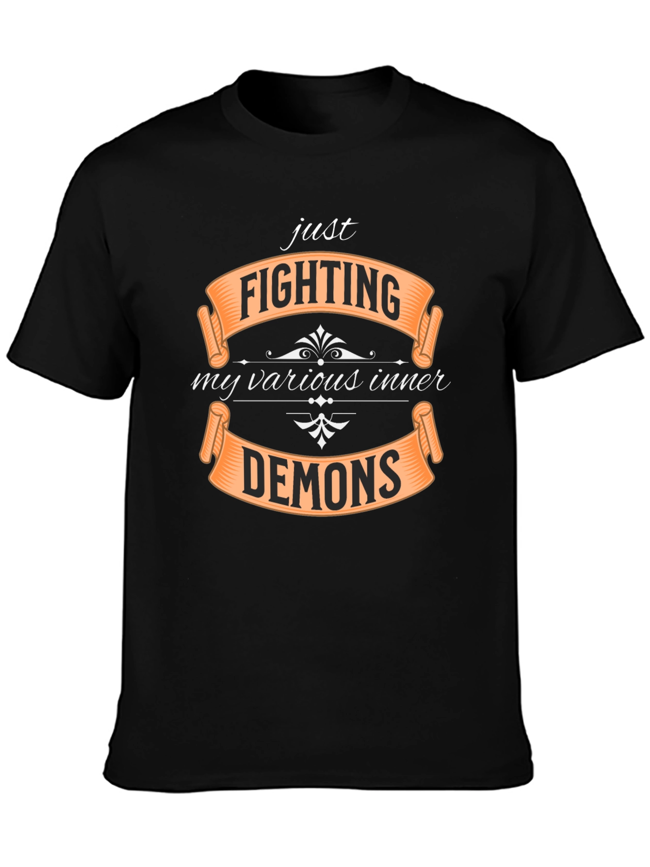Black Fighting Inner Demons Graphic T-Shirt - Black Tee view 3