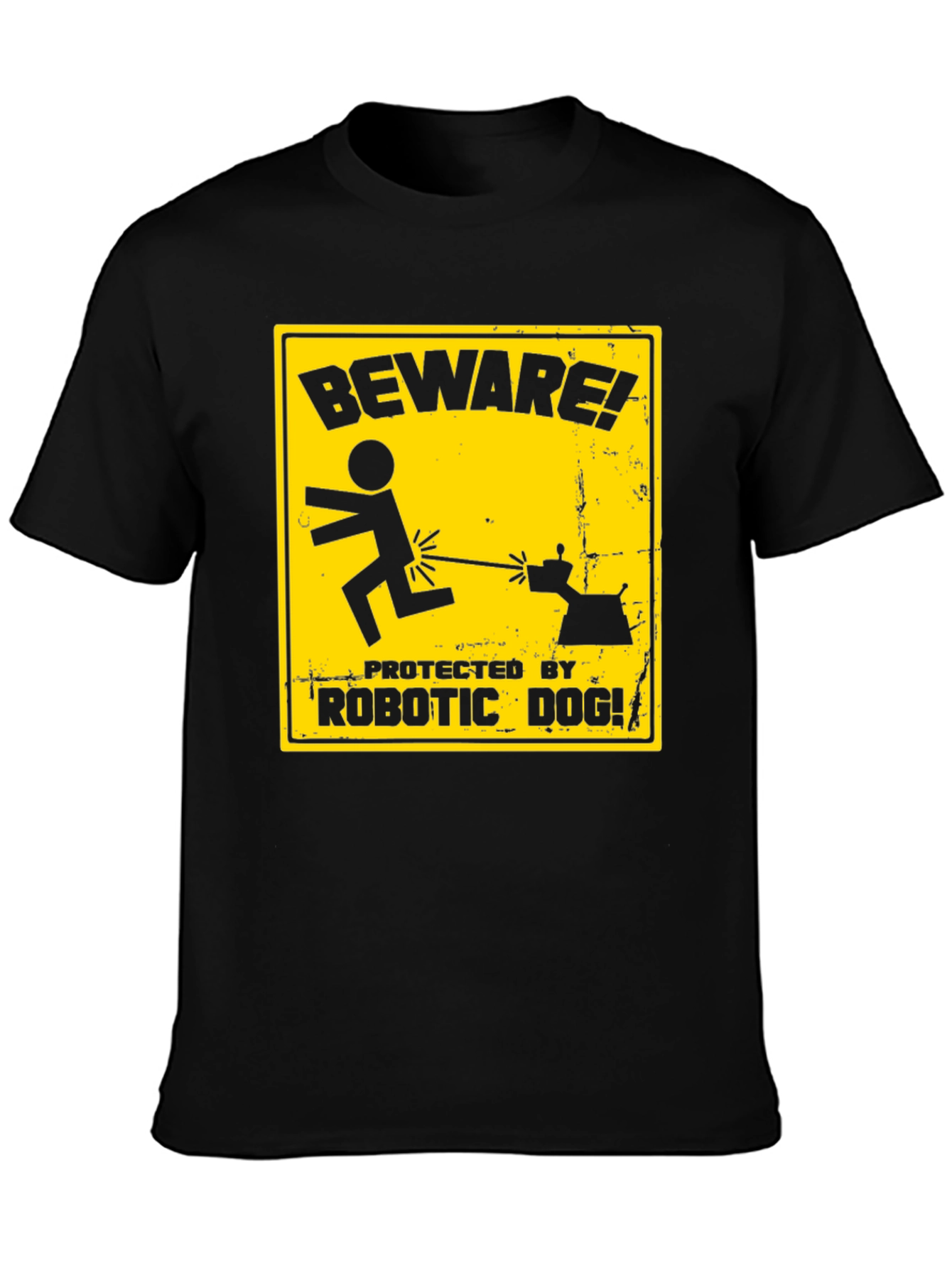 Black Beware Robotic Dog Graphic Tee view 3