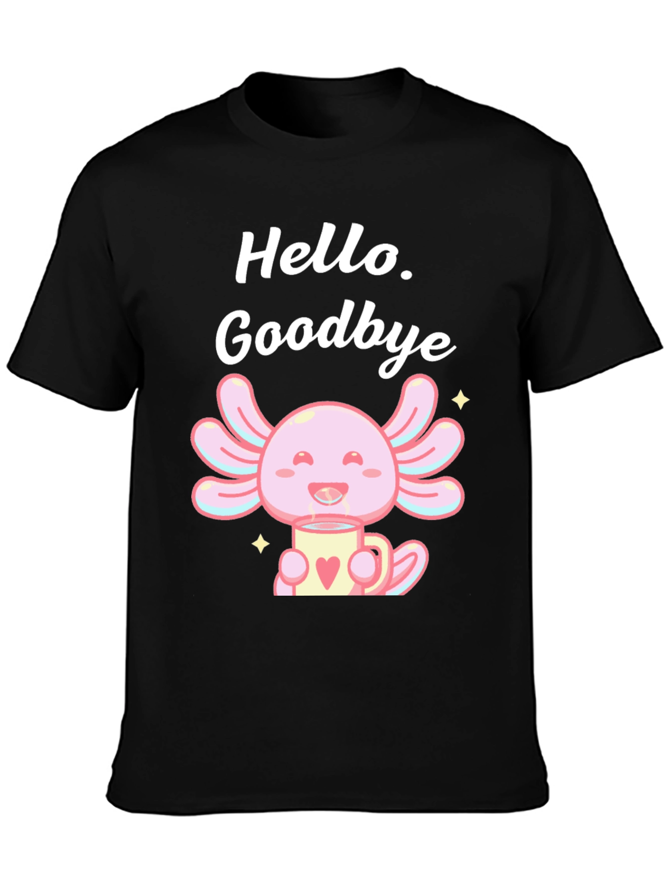 Black Hello Goodbye Axolotl T-Shirt view 3