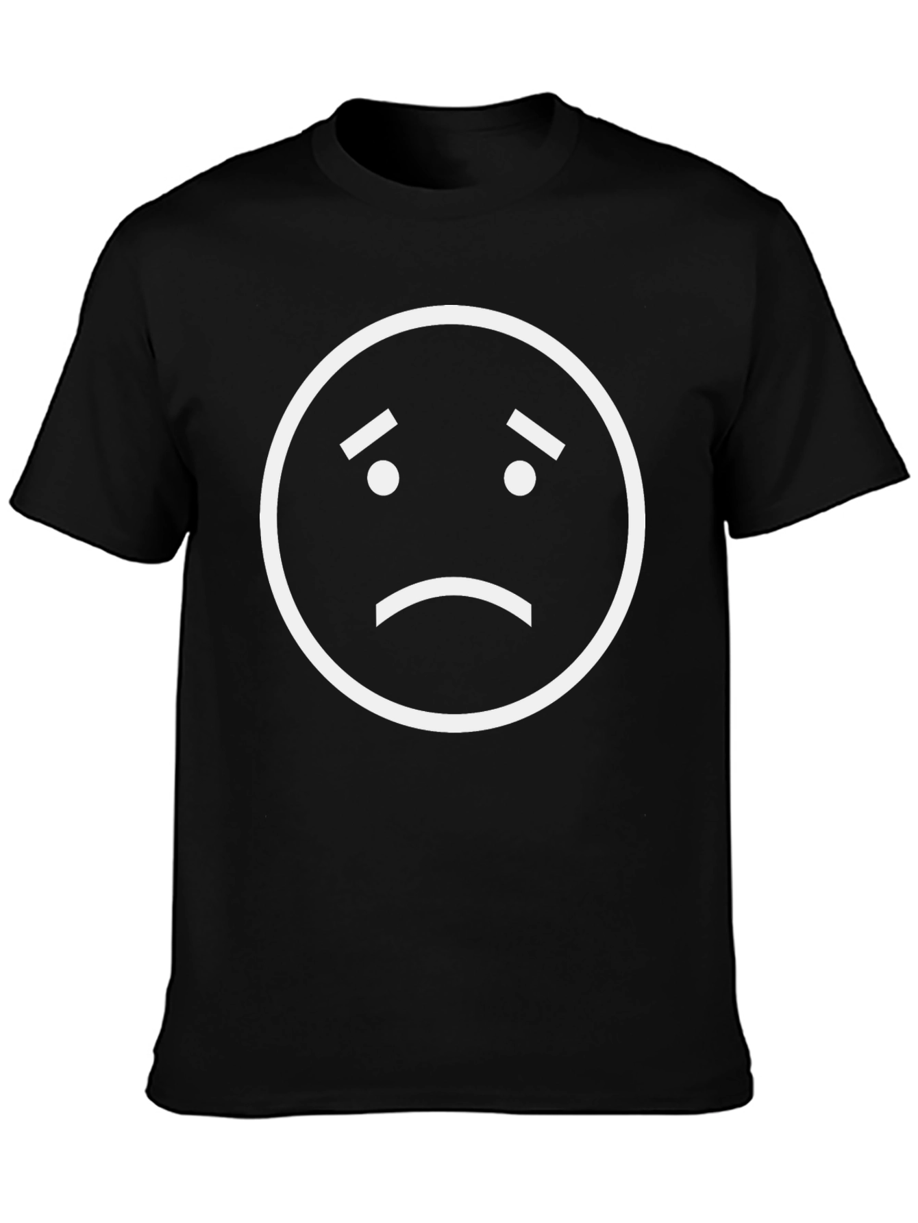Black Sad Face Emoji Graphic T-Shirt - Black Cotton Tee view 3