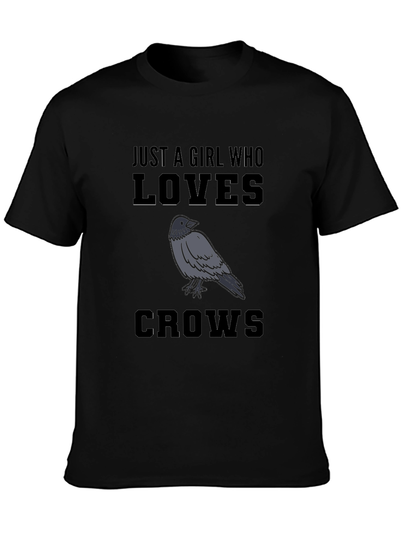 Black Girl Who Loves Crows Black T-Shirt view 3