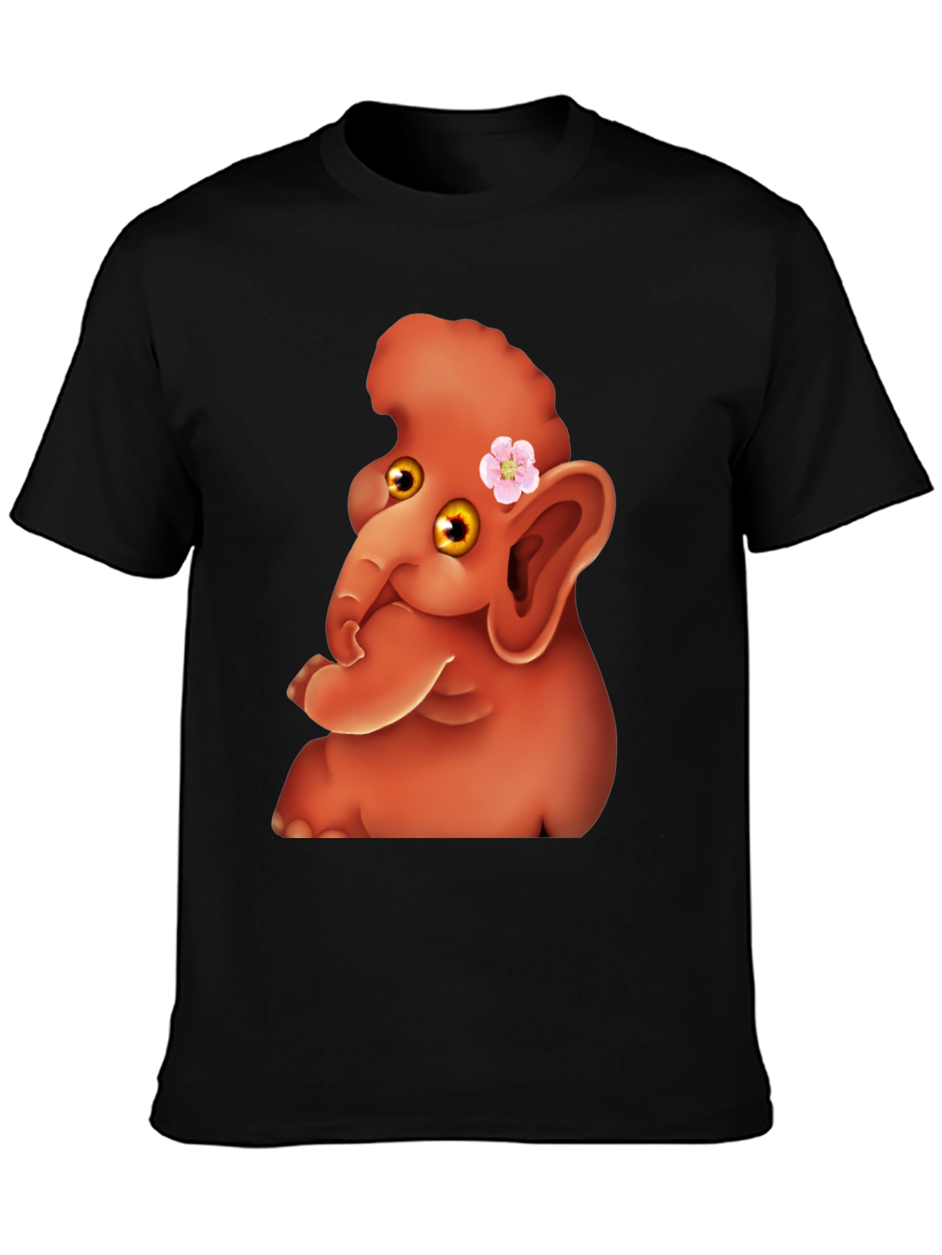 Black Cartoon Elephant Tee view 3