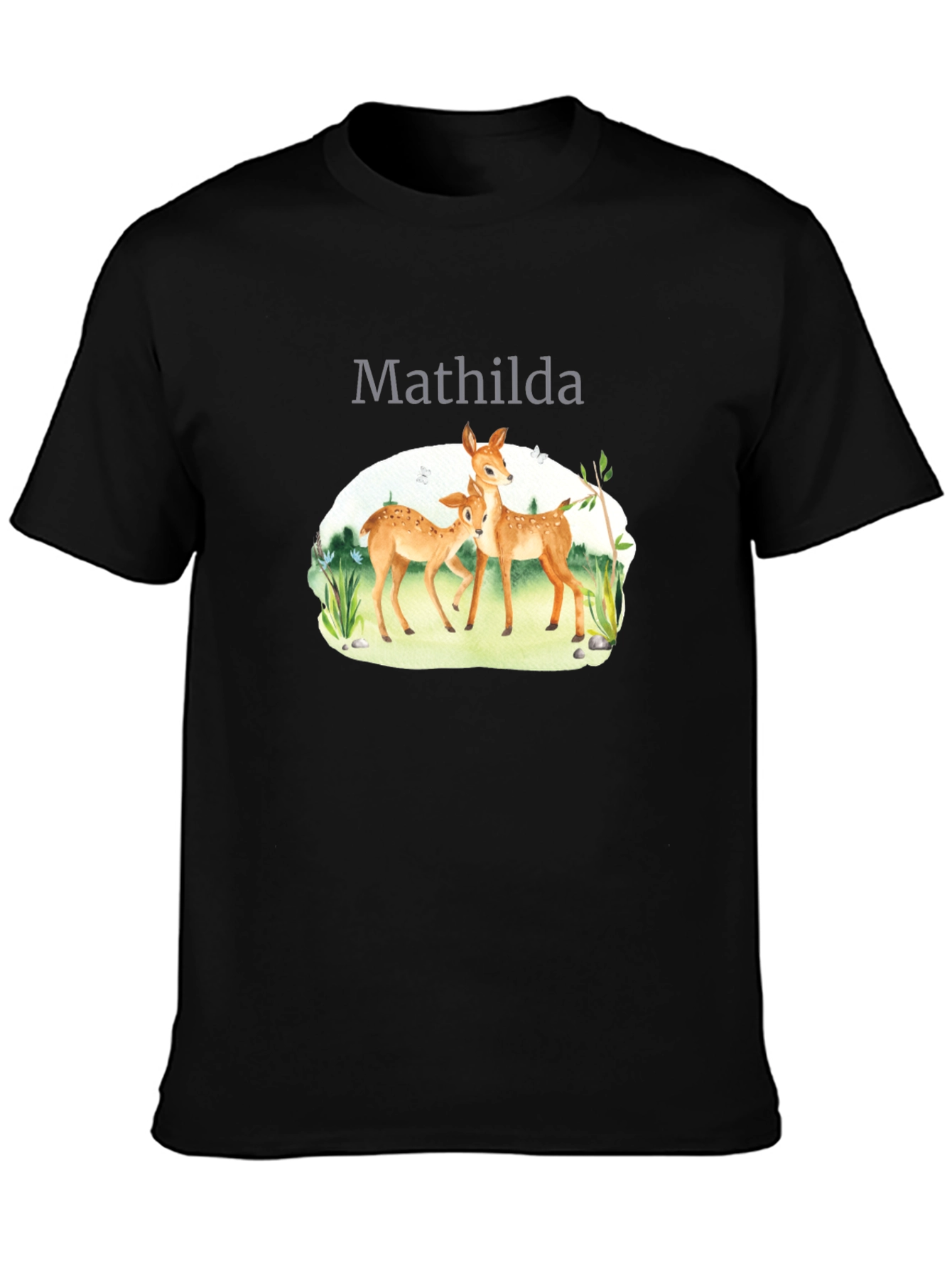Black Mathilda Deer Graphic Black T-Shirt view 3