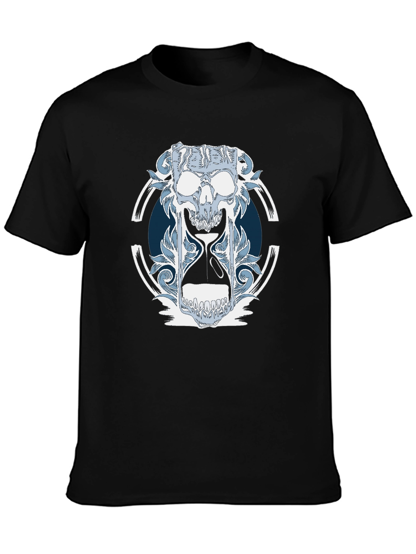 Black Skull Hourglass Graphic T-Shirt view 3