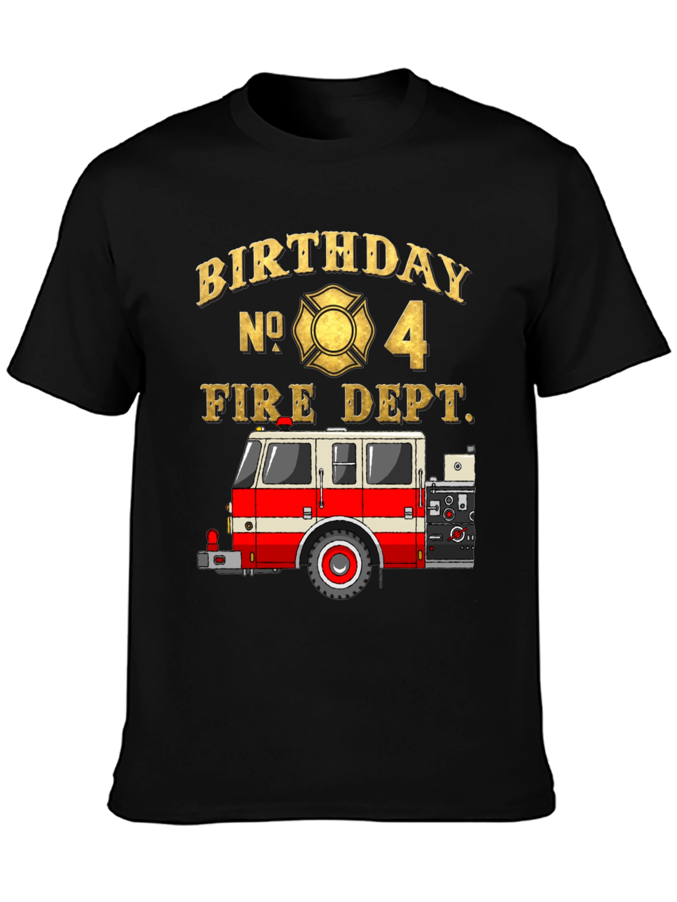 Black Fire Dept Birthday T-Shirt - Number 4 view 3