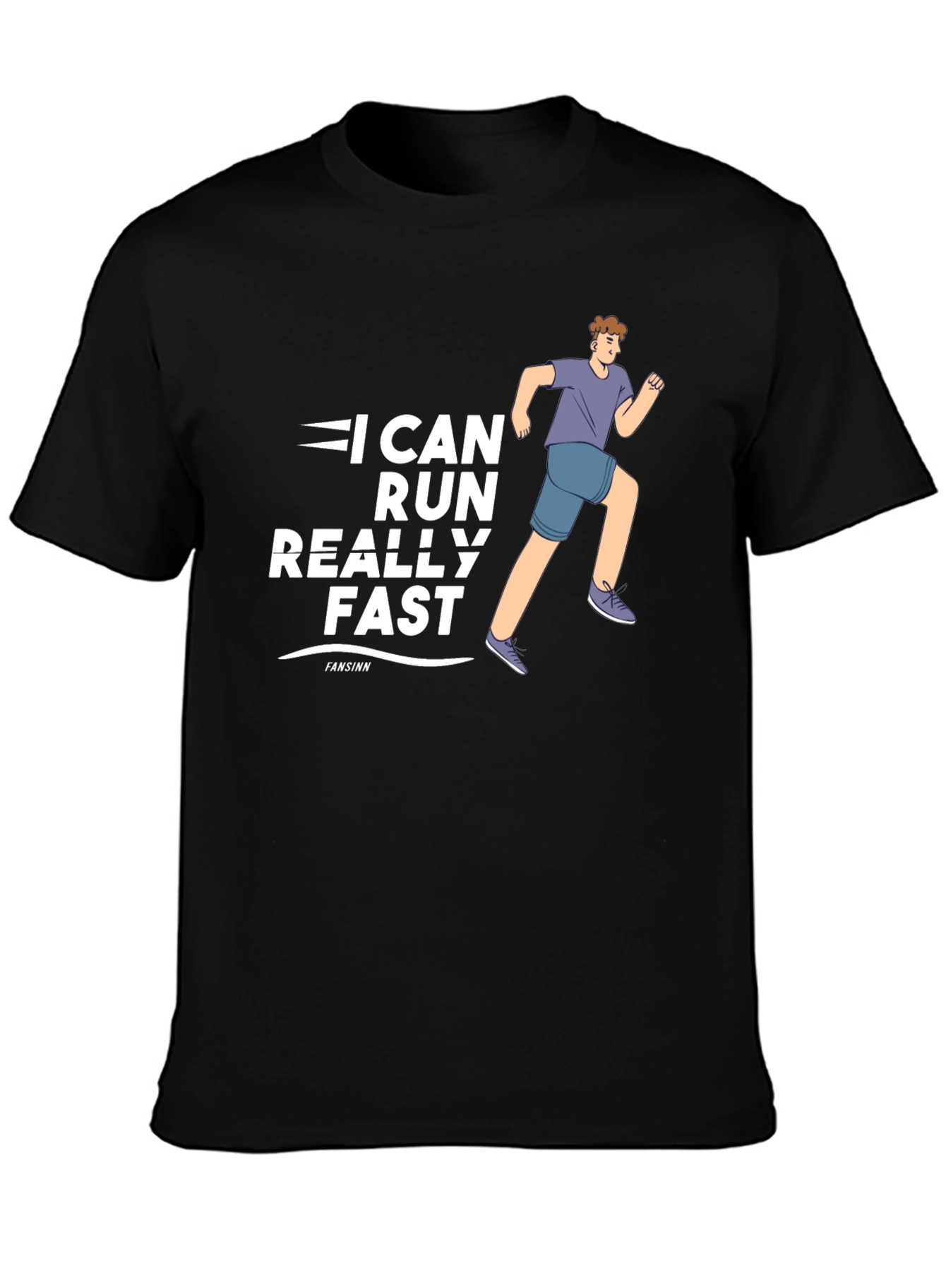Black I Can Run Really Fast Black T-Shirt view 3