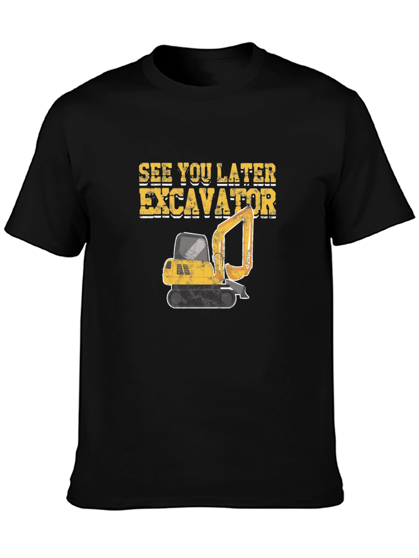 Black See You Later Excavator Black Cotton T-Shirt view 3