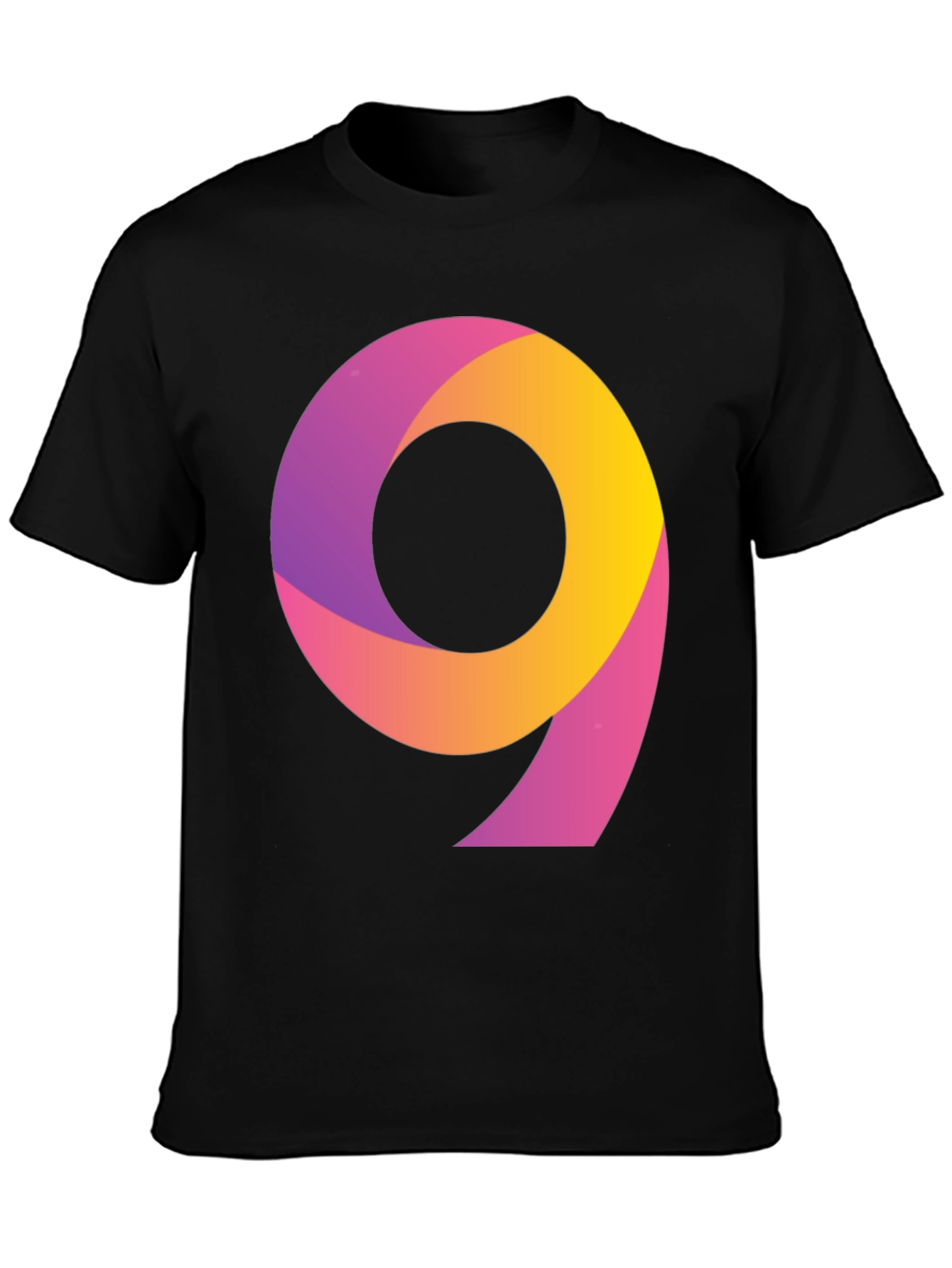 Black Gradient Number 9 Black T-Shirt view 3