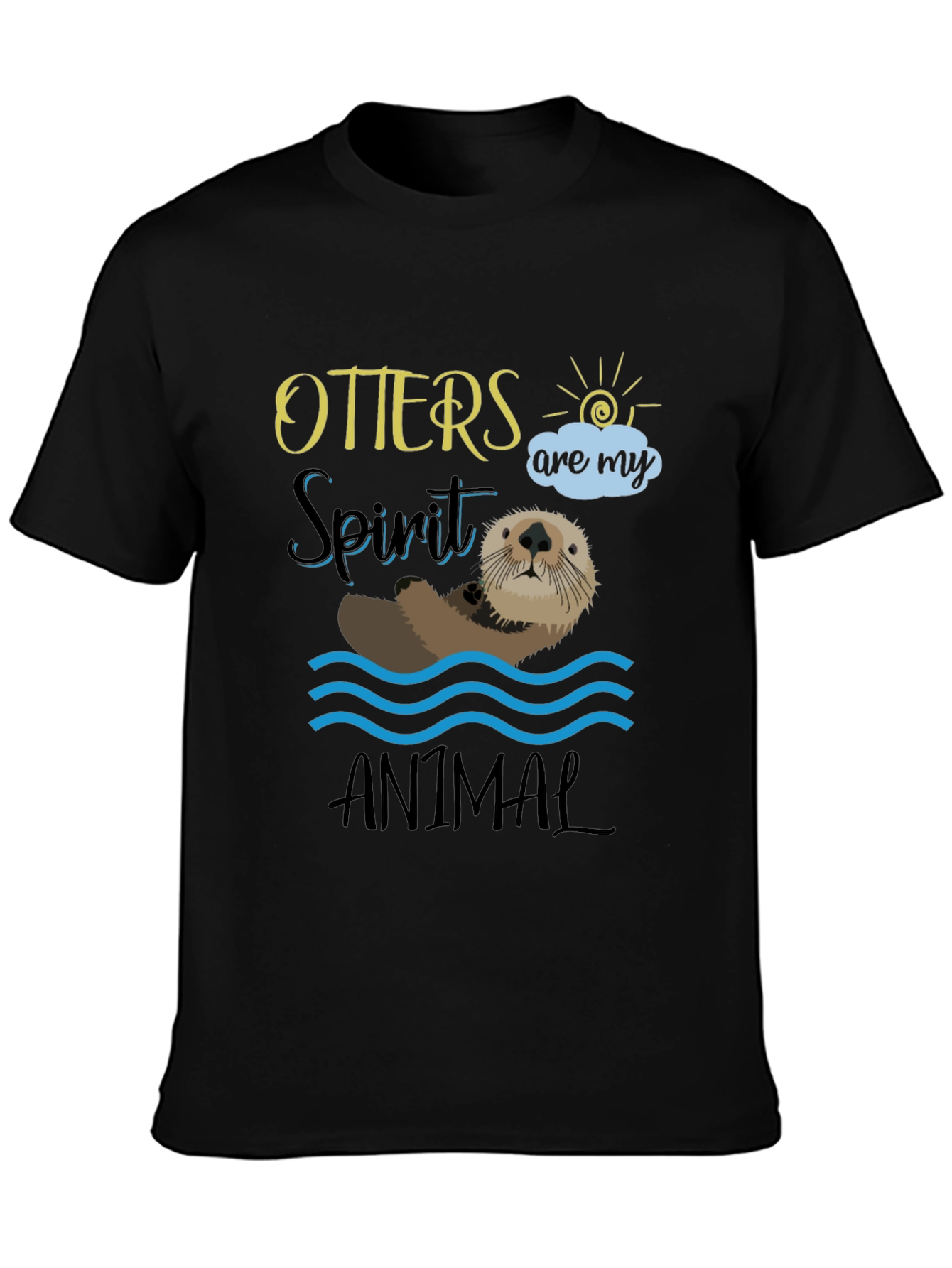 Black Otter Spirit Animal Graphic Tee - Unisex Black T-Shirt view 3
