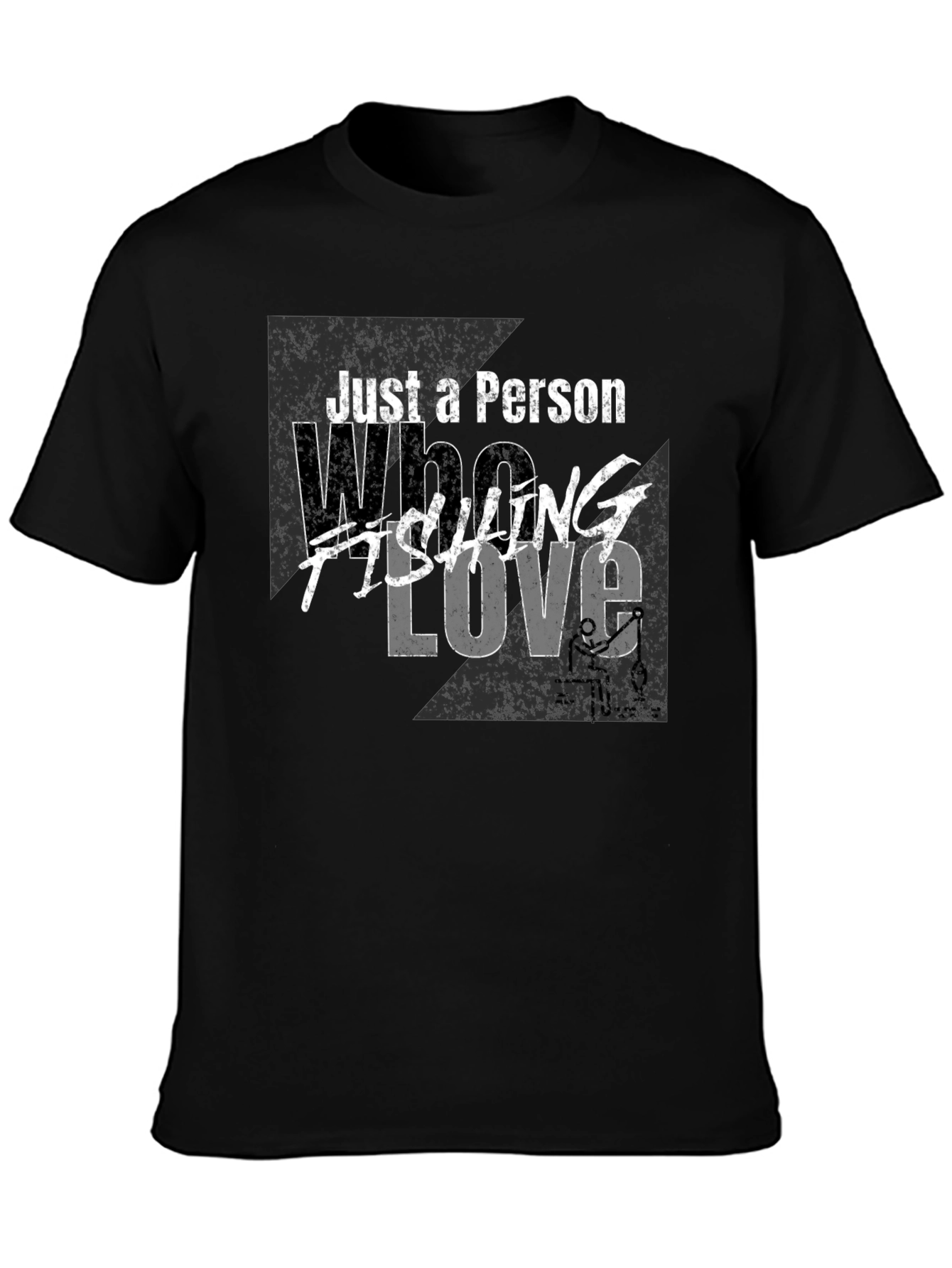 Black Just a Person Who Loves Fishing Black T-Shirt view 3