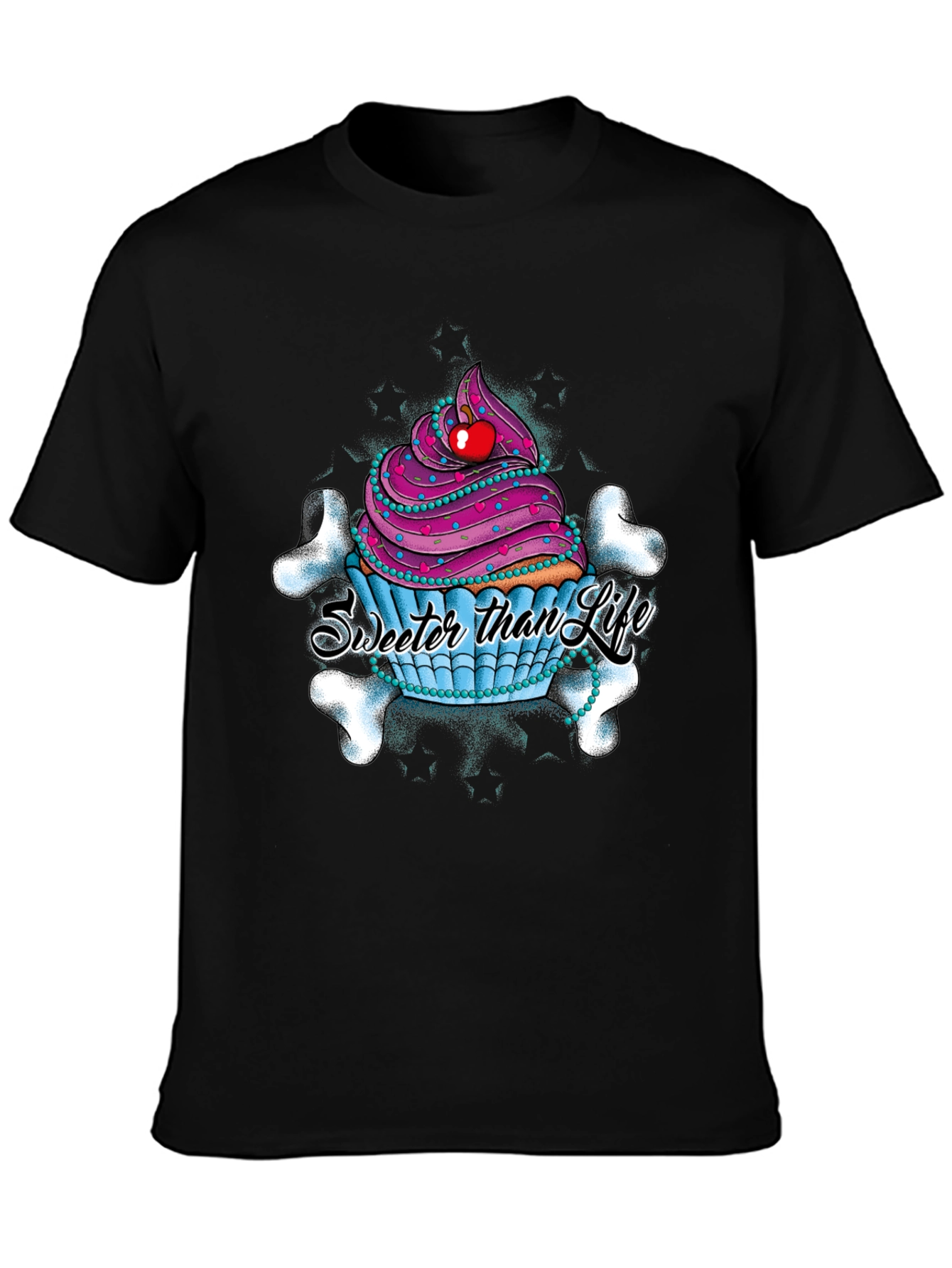 Black Cupcake Skull Graphic T-Shirt - Sweeter Than Life view 3