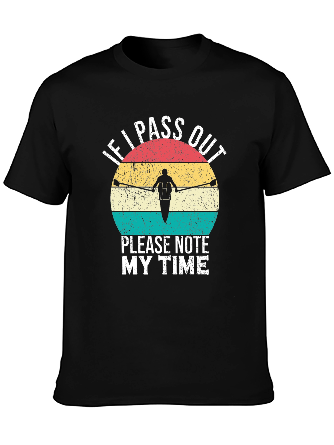 Black Rowing T-Shirt - Funny "Note My Time" Design view 3
