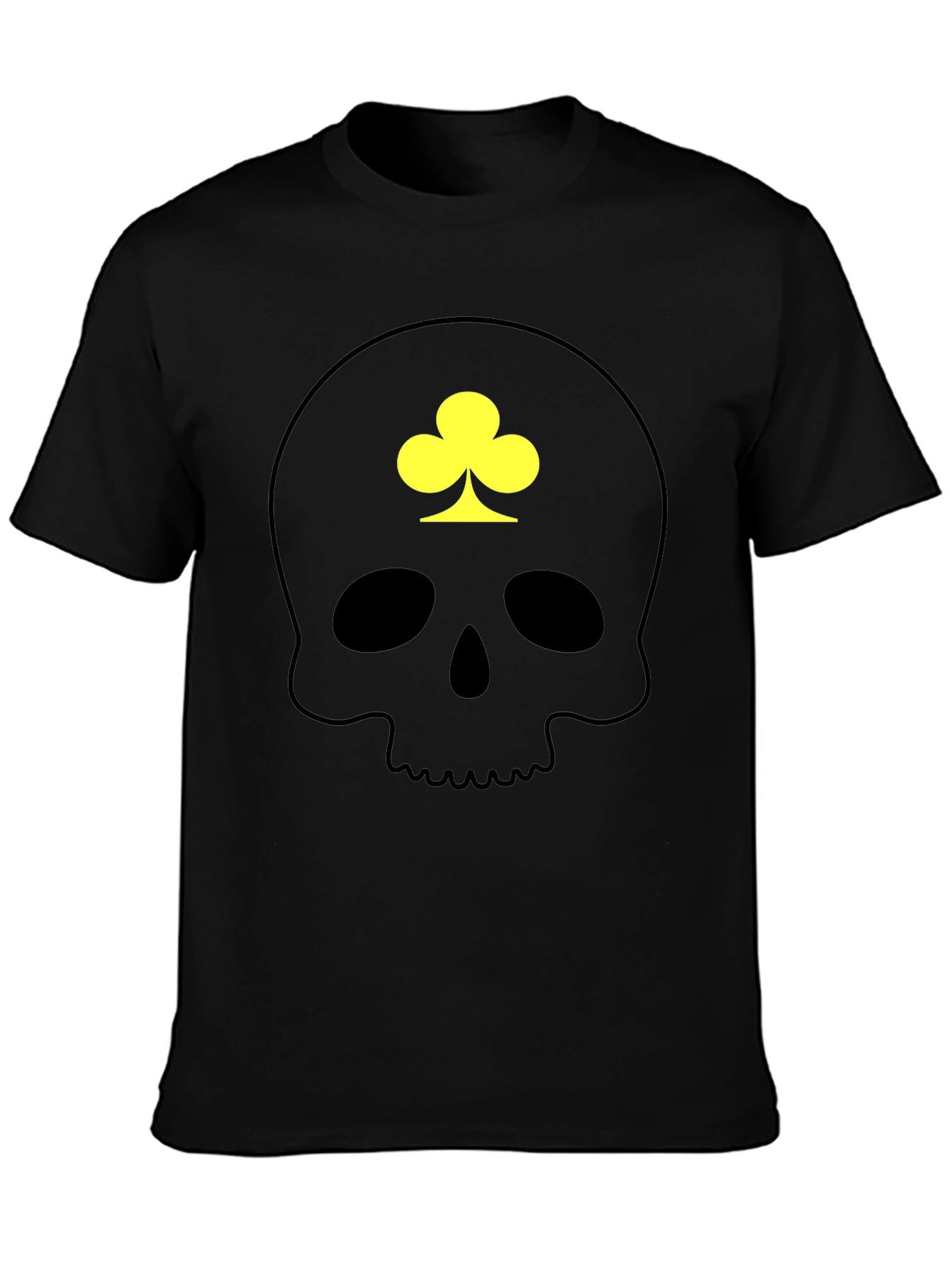 Black Skull & Clover Graphic T-Shirt - Casual Black Tee view 3