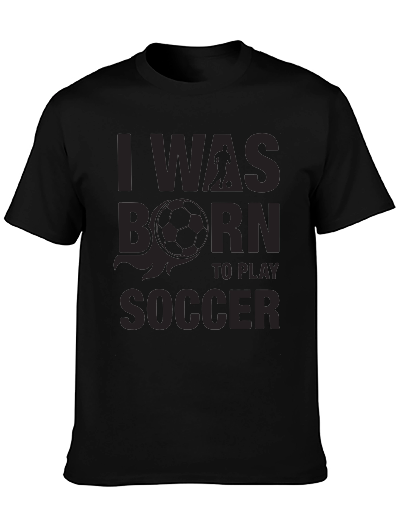 Black Born to Play Soccer Graphic T-Shirt view 3