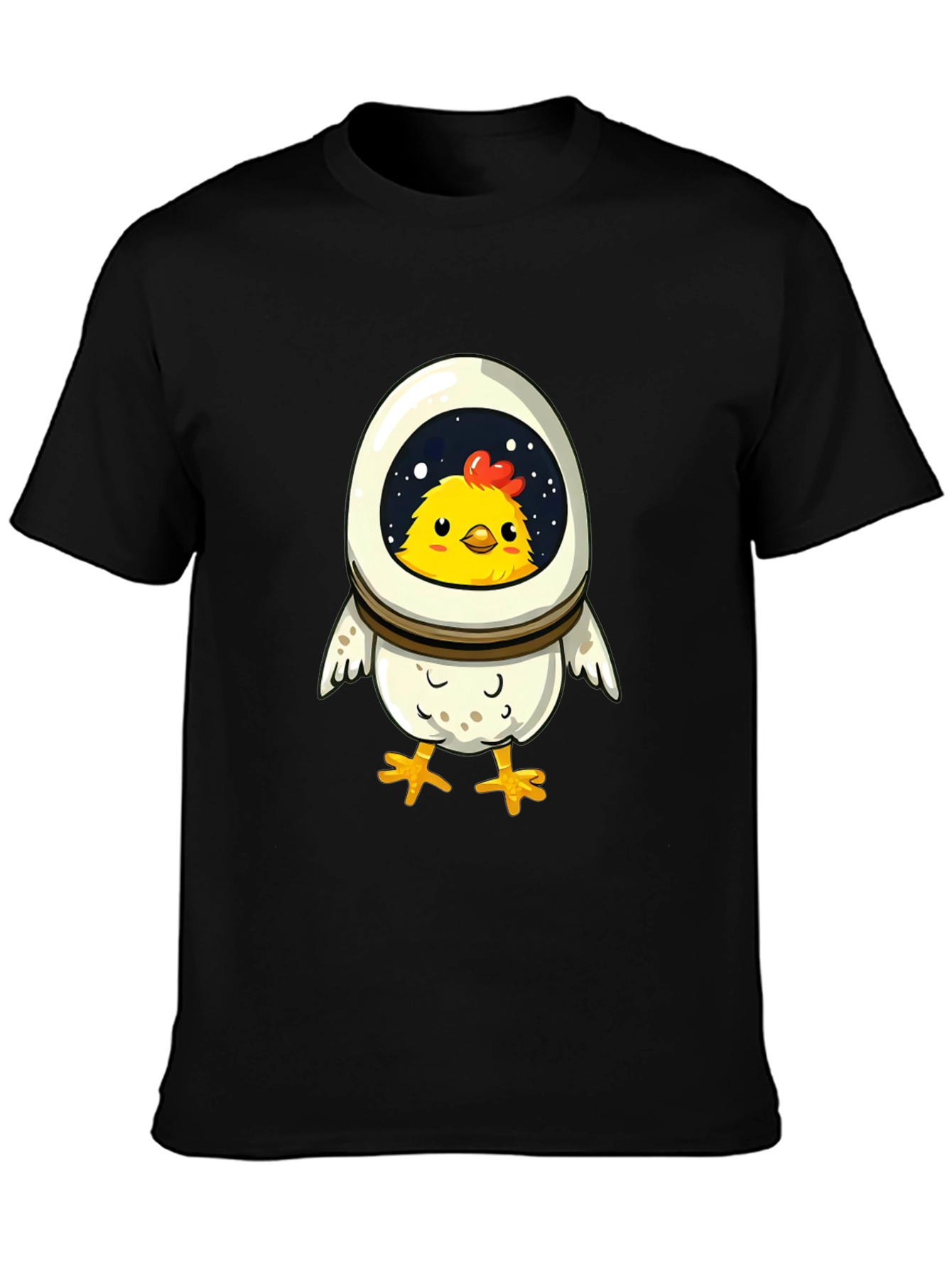 Black Astronaut Chicken T-Shirt - Fun Space Design view 3