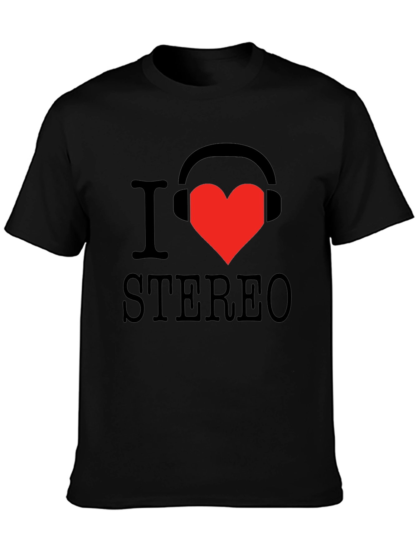 Black I Love Stereo T-Shirt | Music Lover Tee view 3
