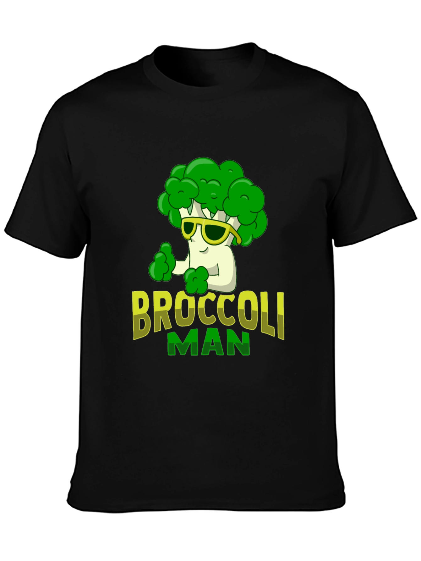 Black Broccoli Man Graphic T-Shirt - Funny Veggie Tee view 3