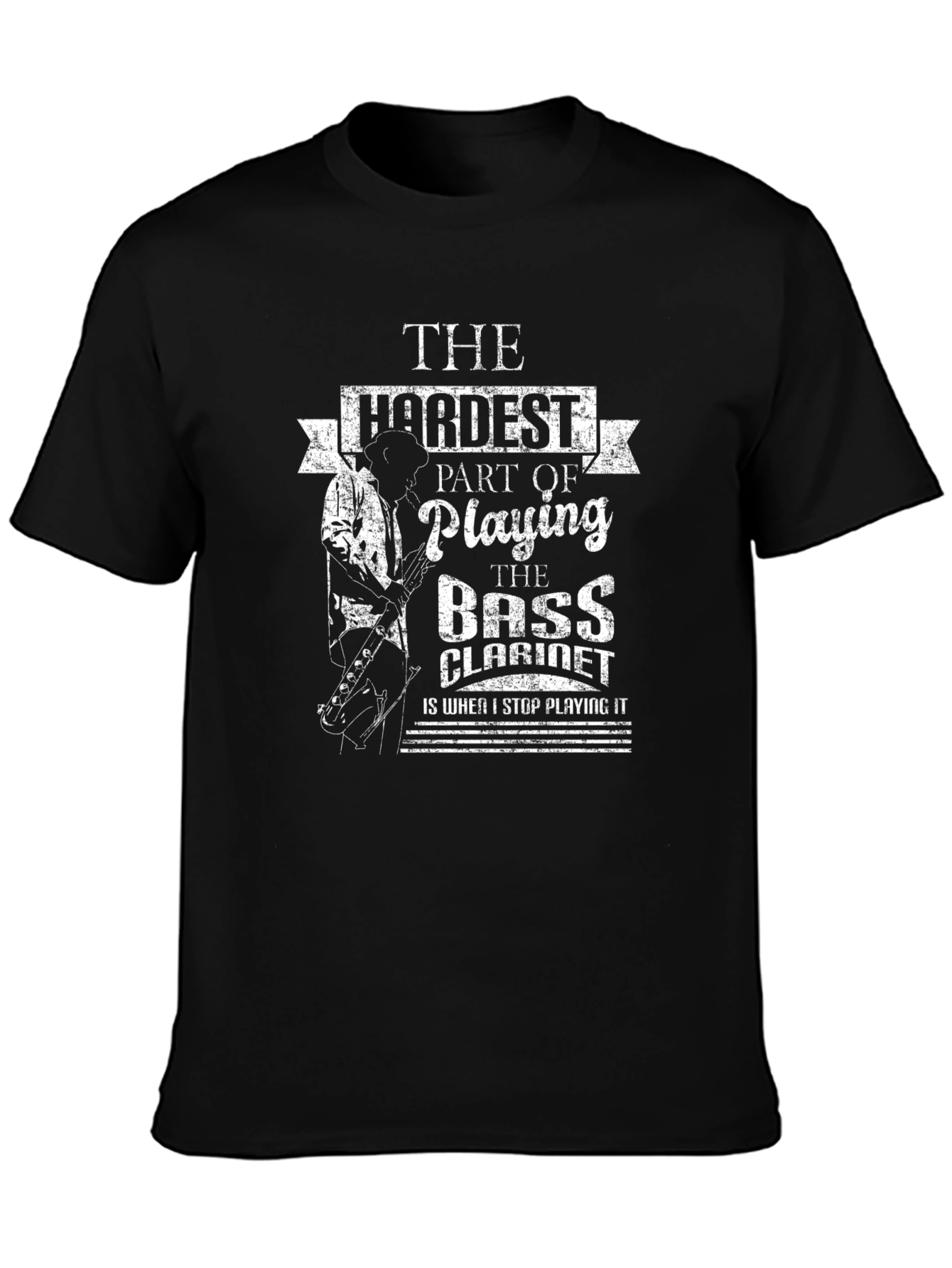 Black Bass Clarinet T-Shirt - Musician Humor view 3