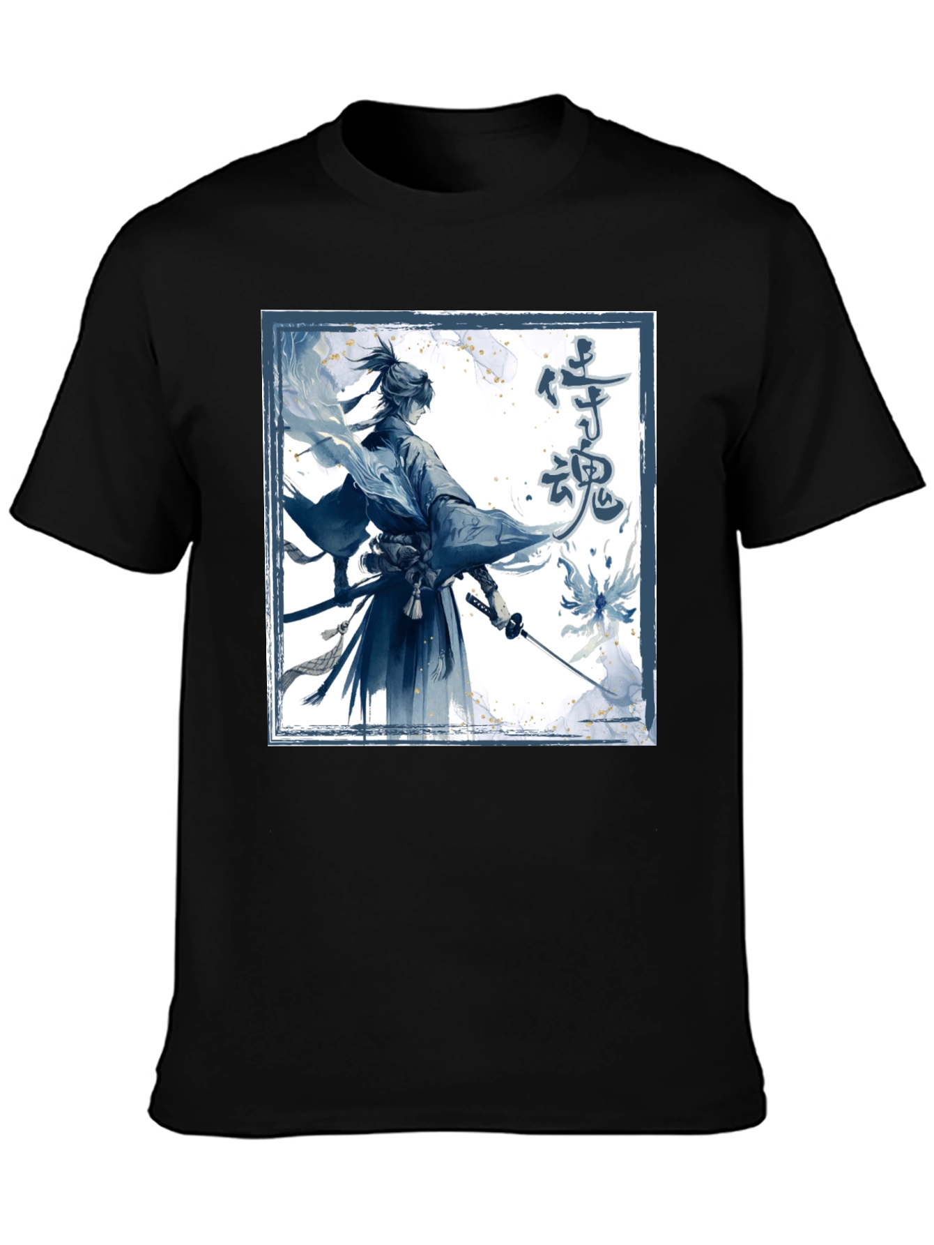 Black Samurai Spirit Graphic Tee - Men's Black T-Shirt view 3
