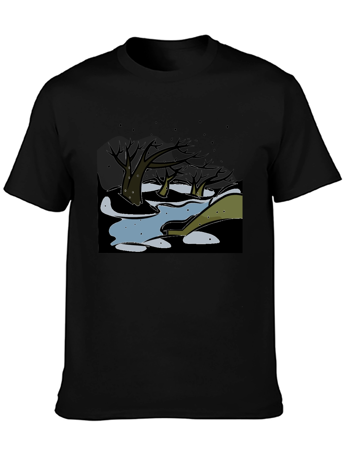 Black Dark Swamp Graphic Tee - Unique Design view 3