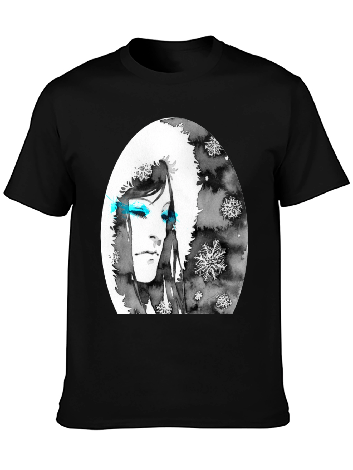 Black Winter Woman Graphic Tee - Soft Black Cotton view 3