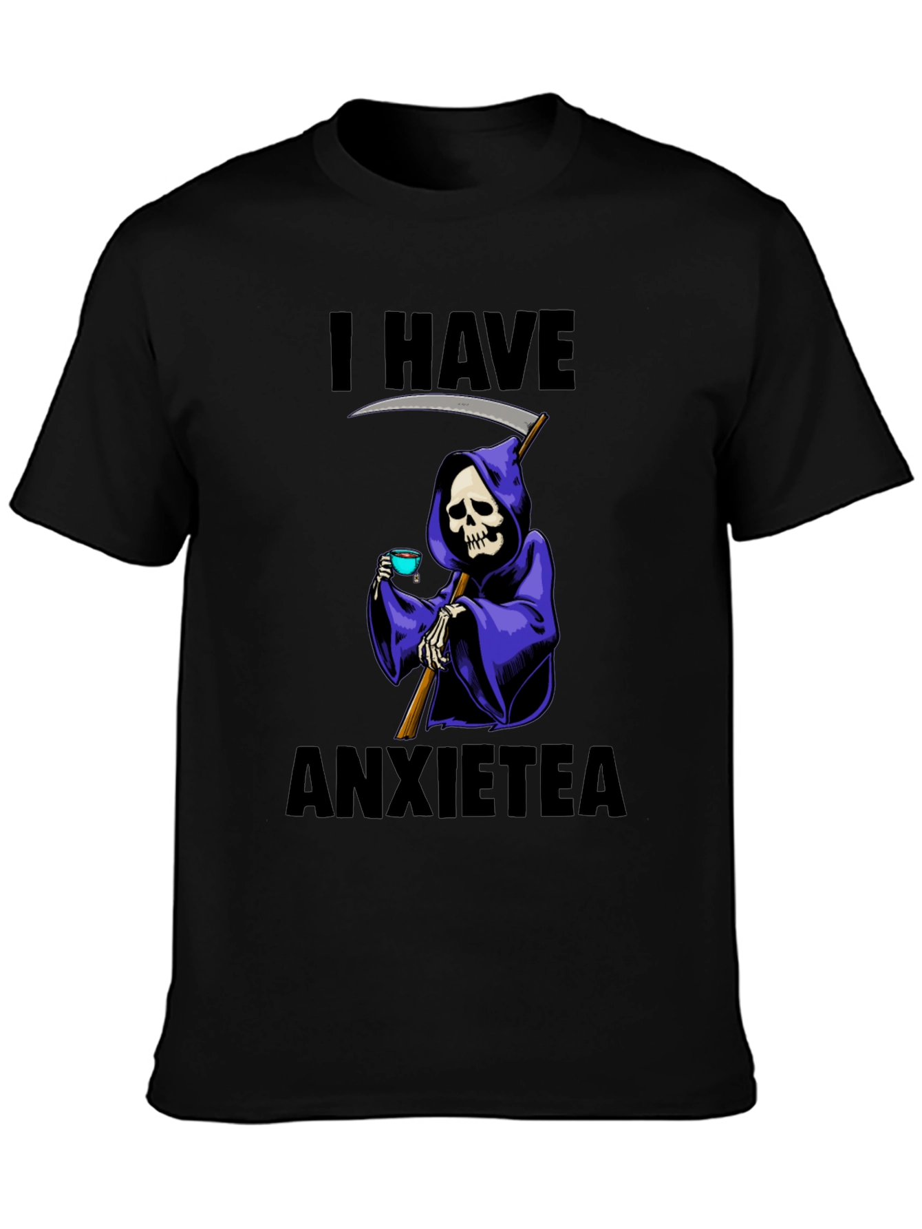 Black I Have Anxietea Grim Reaper T-Shirt view 3