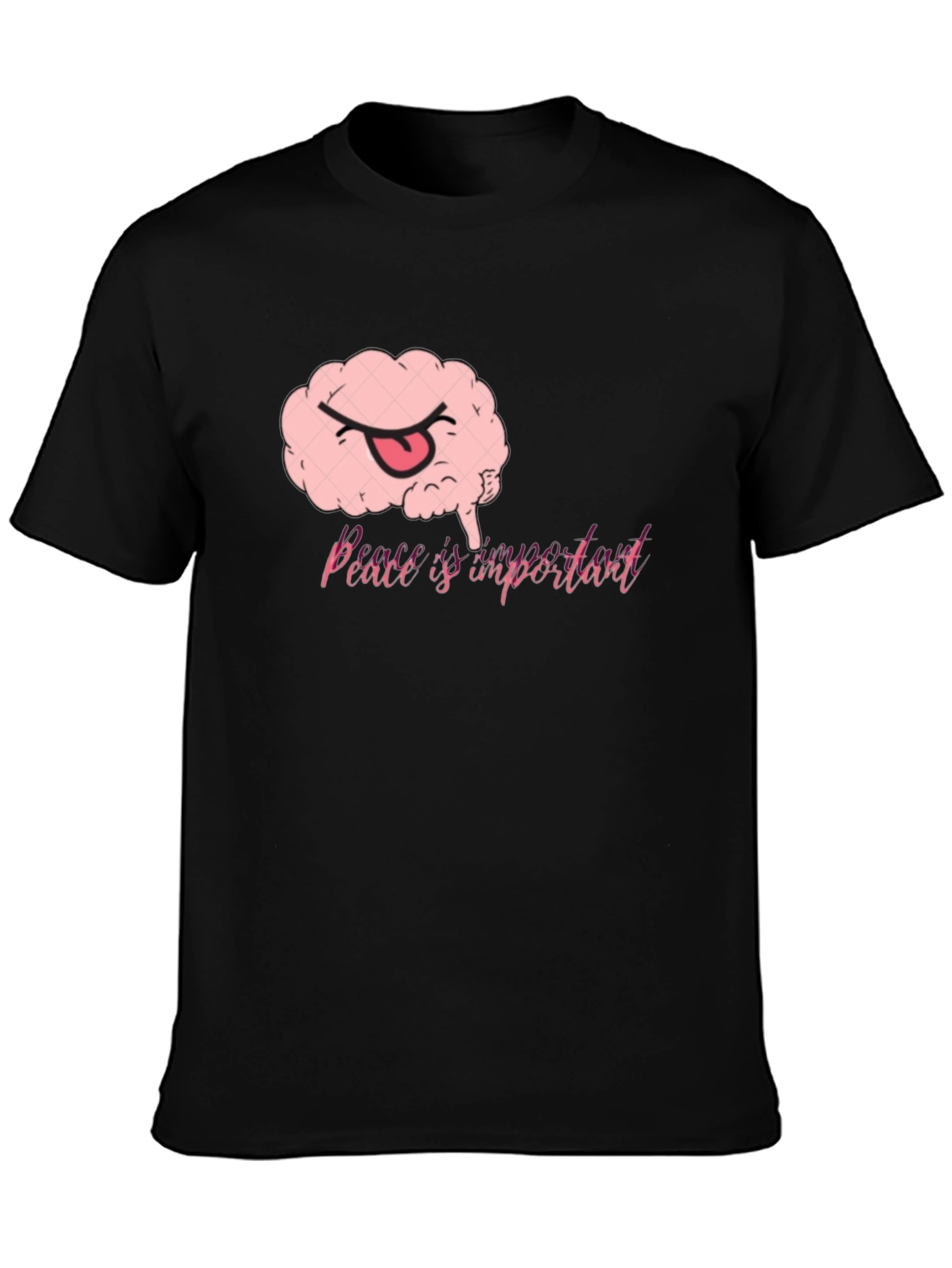 Black Peace Brain T-Shirt - Men's Black Tee view 3
