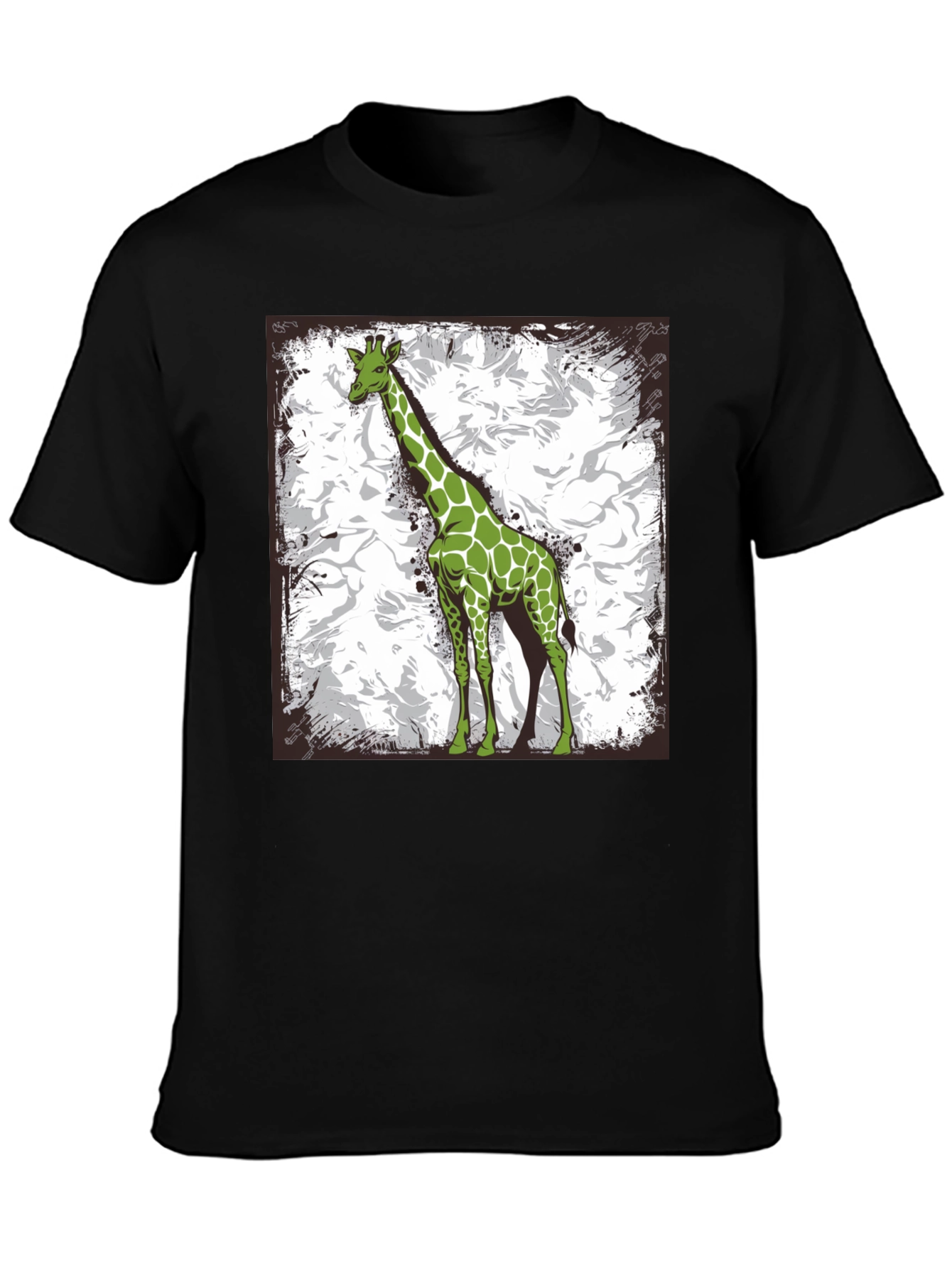 Black Green Giraffe Graphic Tee - Stylish Animal Print Shirt view 3
