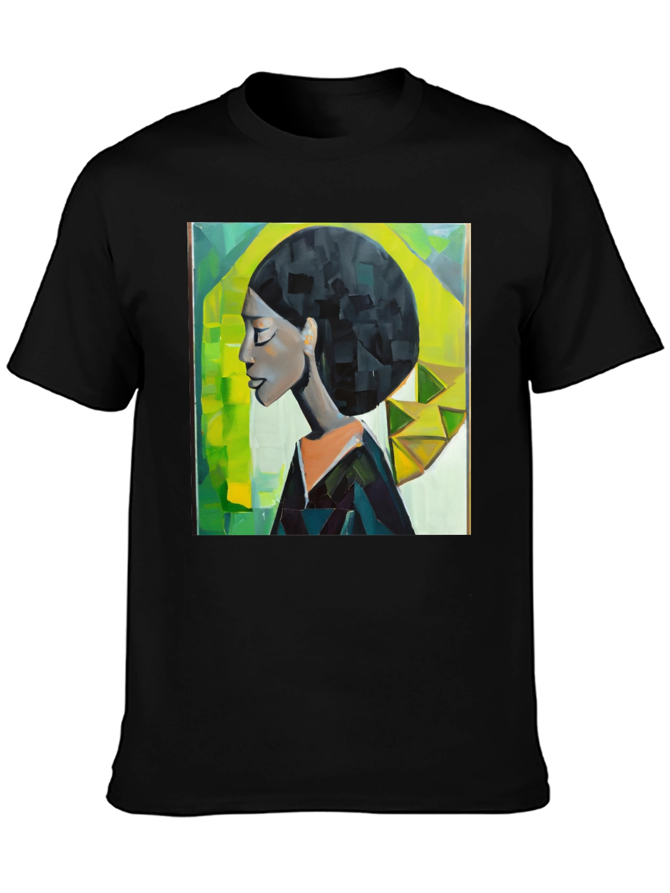 Black Artistic Afro Woman Graphic Tee - Black view 3