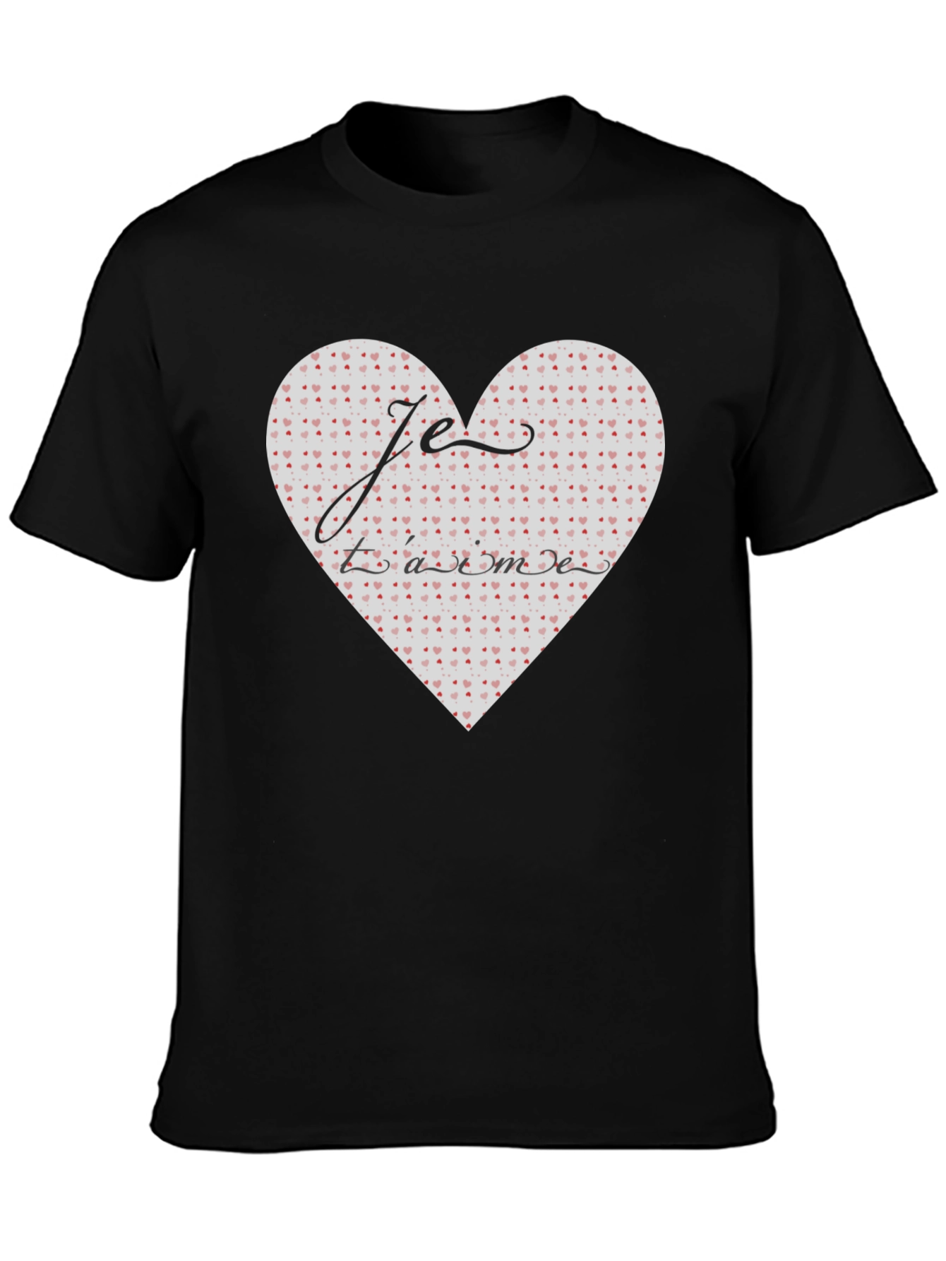 Black Je T'aime Heart Graphic Tee - Stylish Black T-Shirt view 3