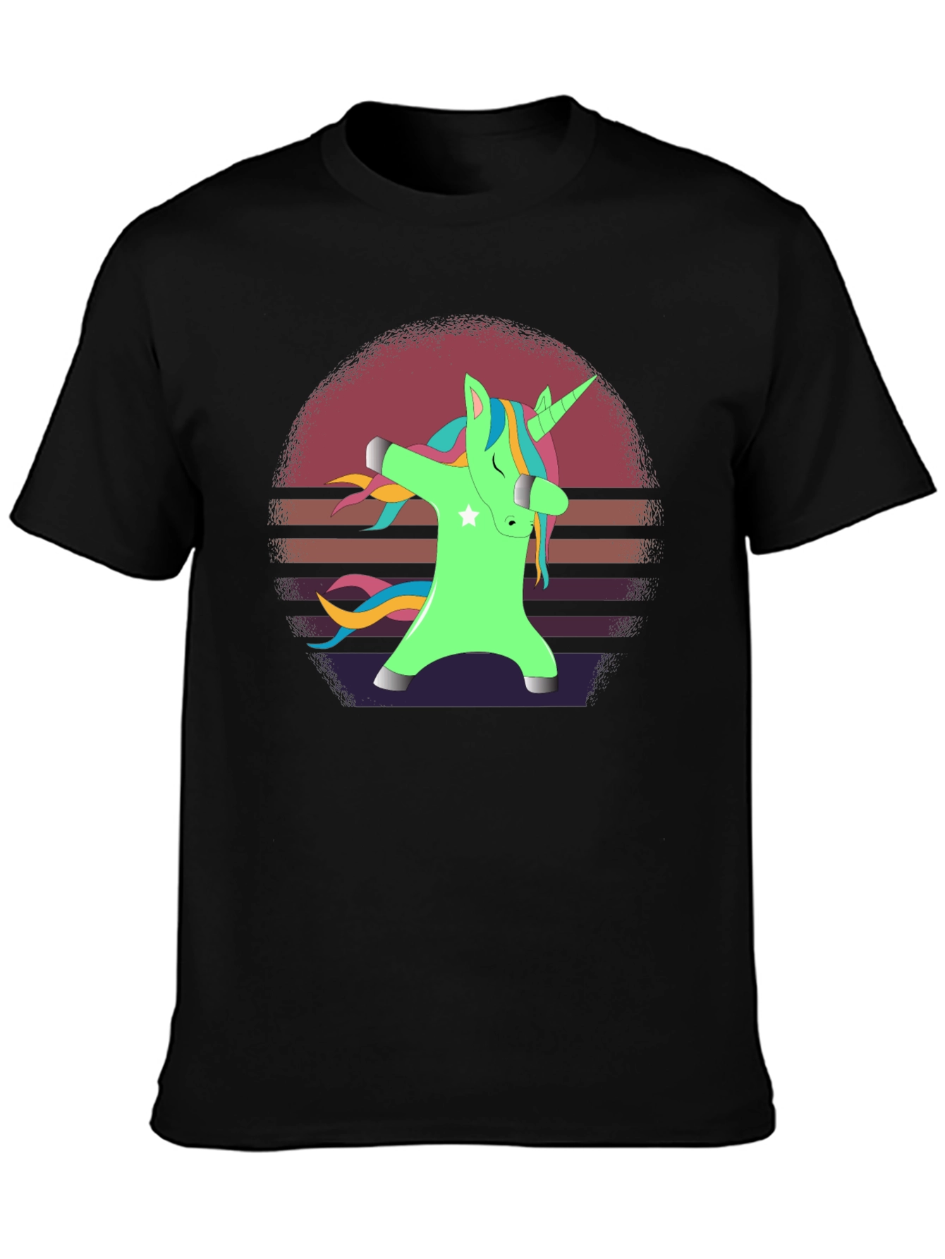 Black Dabbing Unicorn T-Shirt view 3