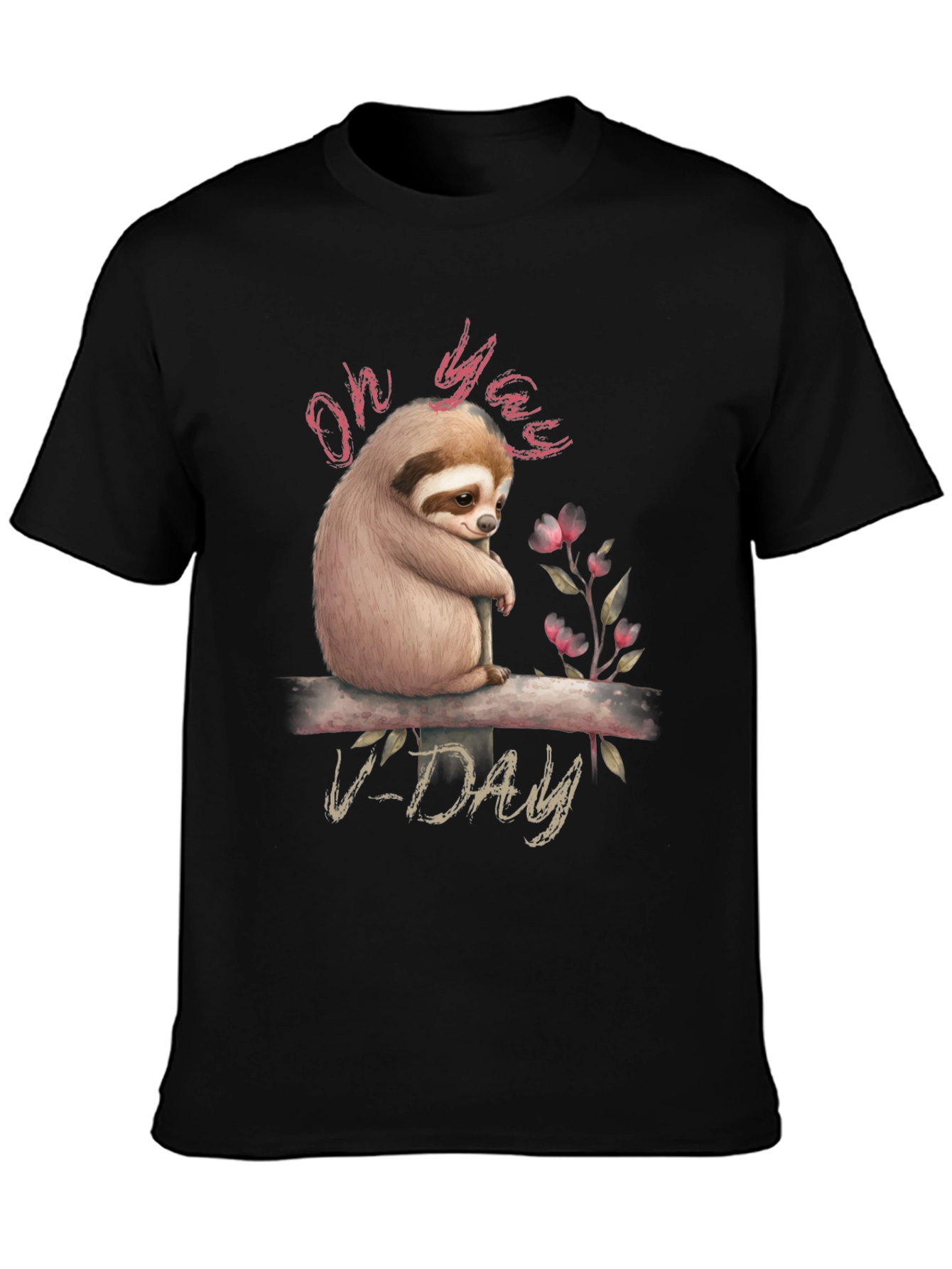 Black Oh Yaas V-Day Sloth Graphic Tee view 3