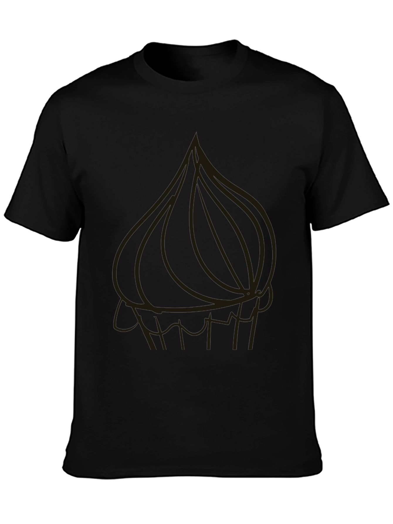 Black Men's Black Graphic T-Shirt - Onion Design view 3