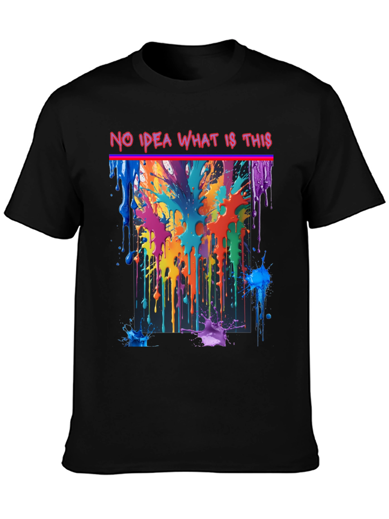Black Abstract Paint Splatter T-Shirt view 3