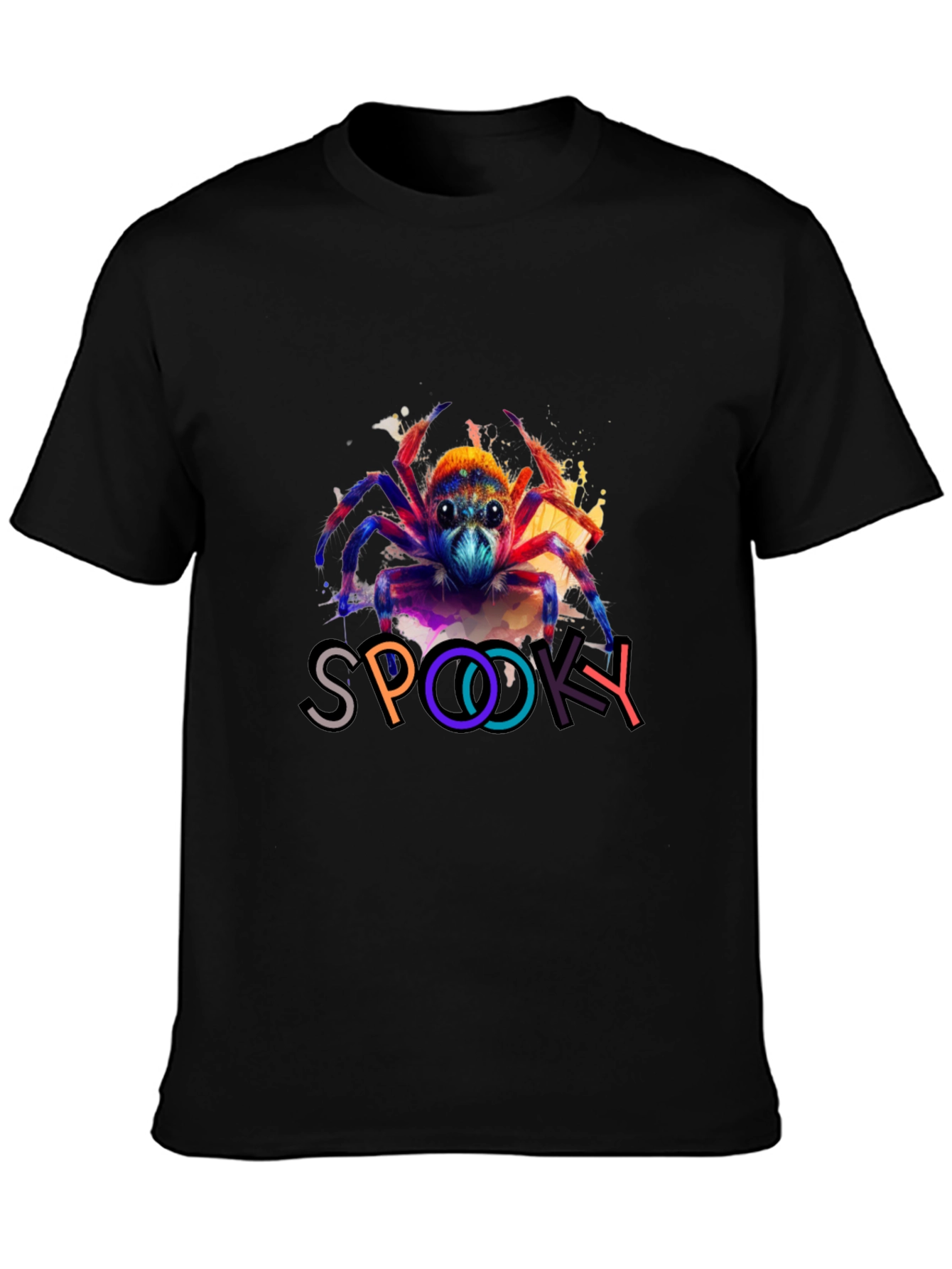 Black Spooky Spider Graphic T-Shirt view 3