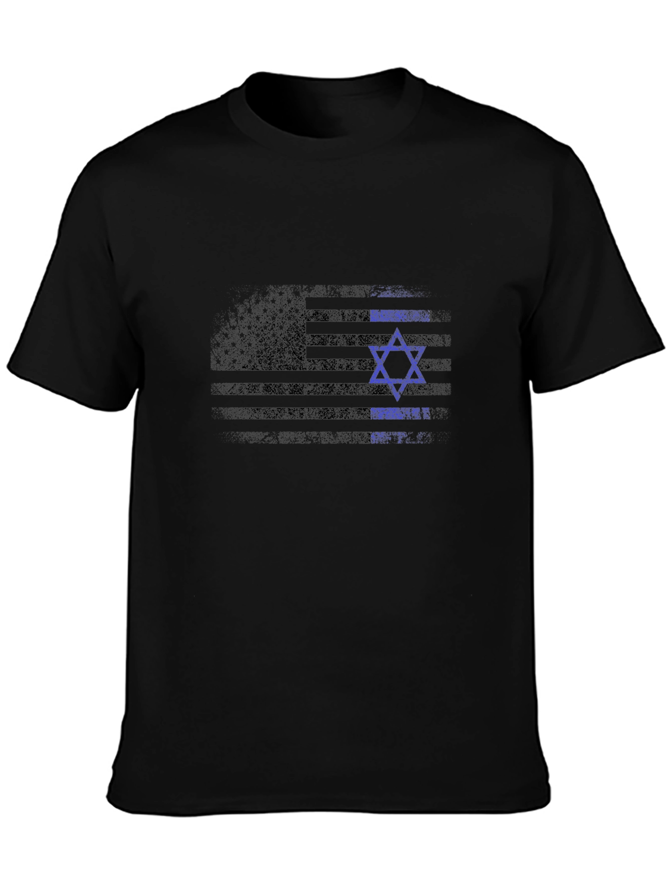 Black USA Israel Flag Graphic T-Shirt view 3