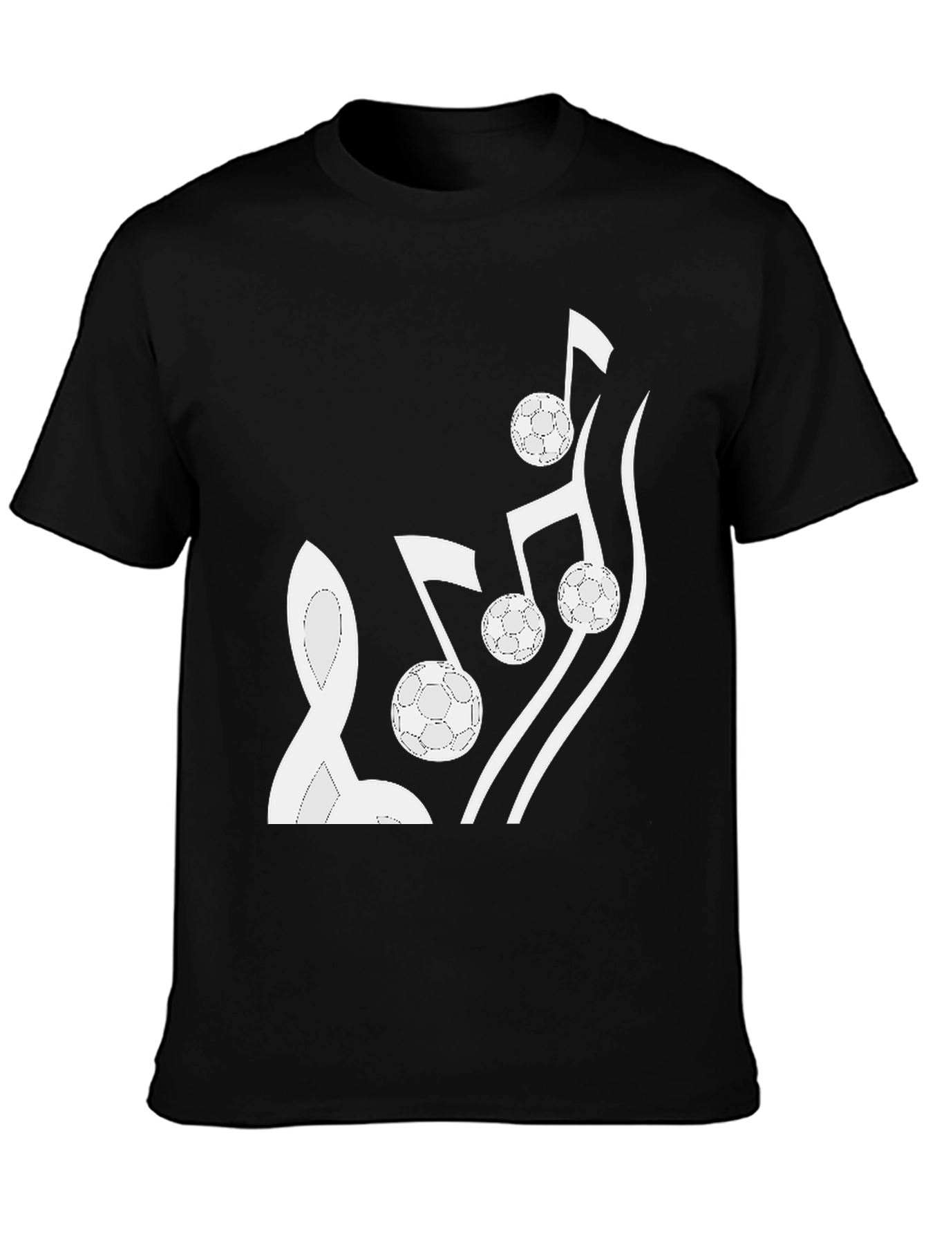 Black Musical Soccer Tee - Black Cotton Graphic T-Shirt view 3