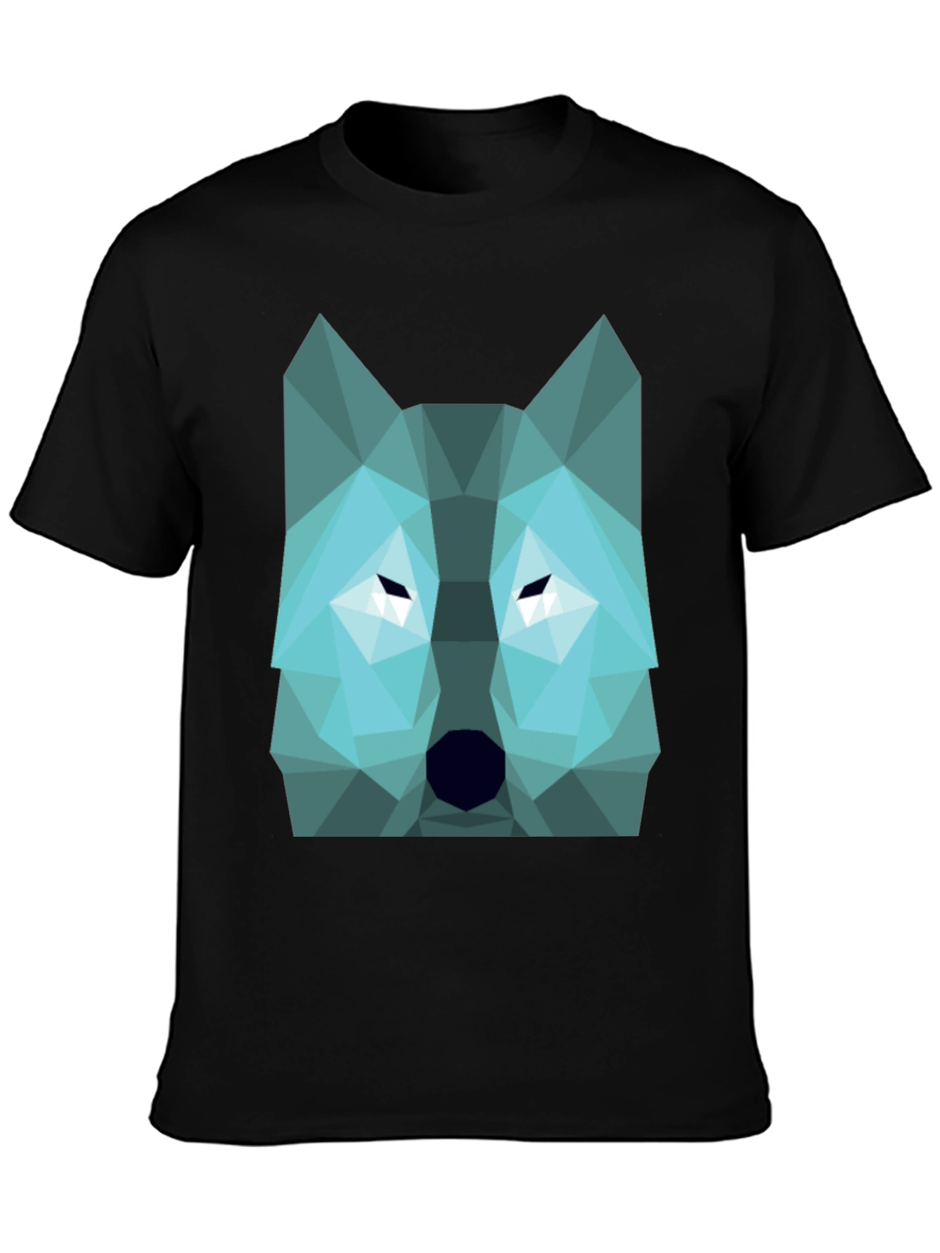 Black Geometric Wolf Graphic Print Tee - Black view 3