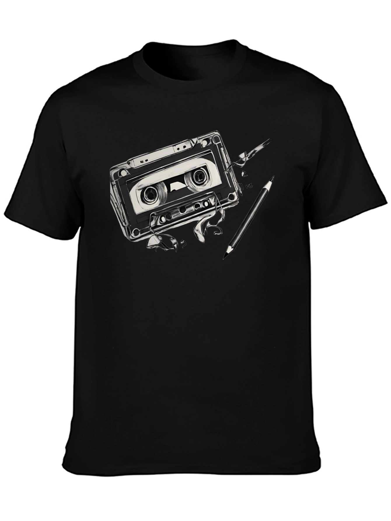Black Retro Cassette Tape Graphic Tee view 3