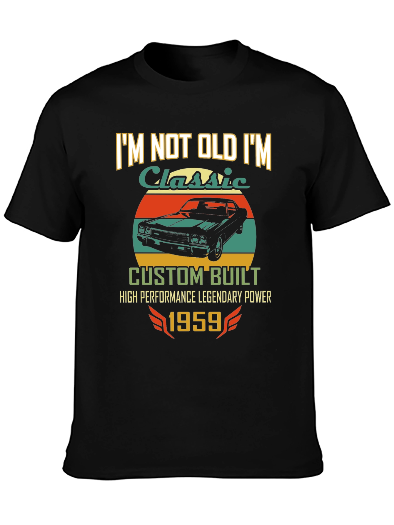 Black Classic Car 1959 T-Shirt - Custom Built view 3