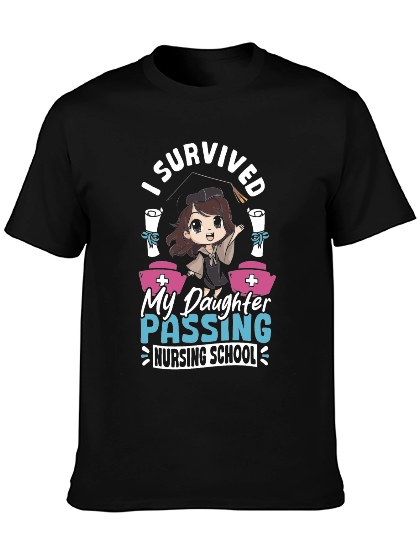 Black I Survived Daughter Nursing School Graduation T-Shirt view 3