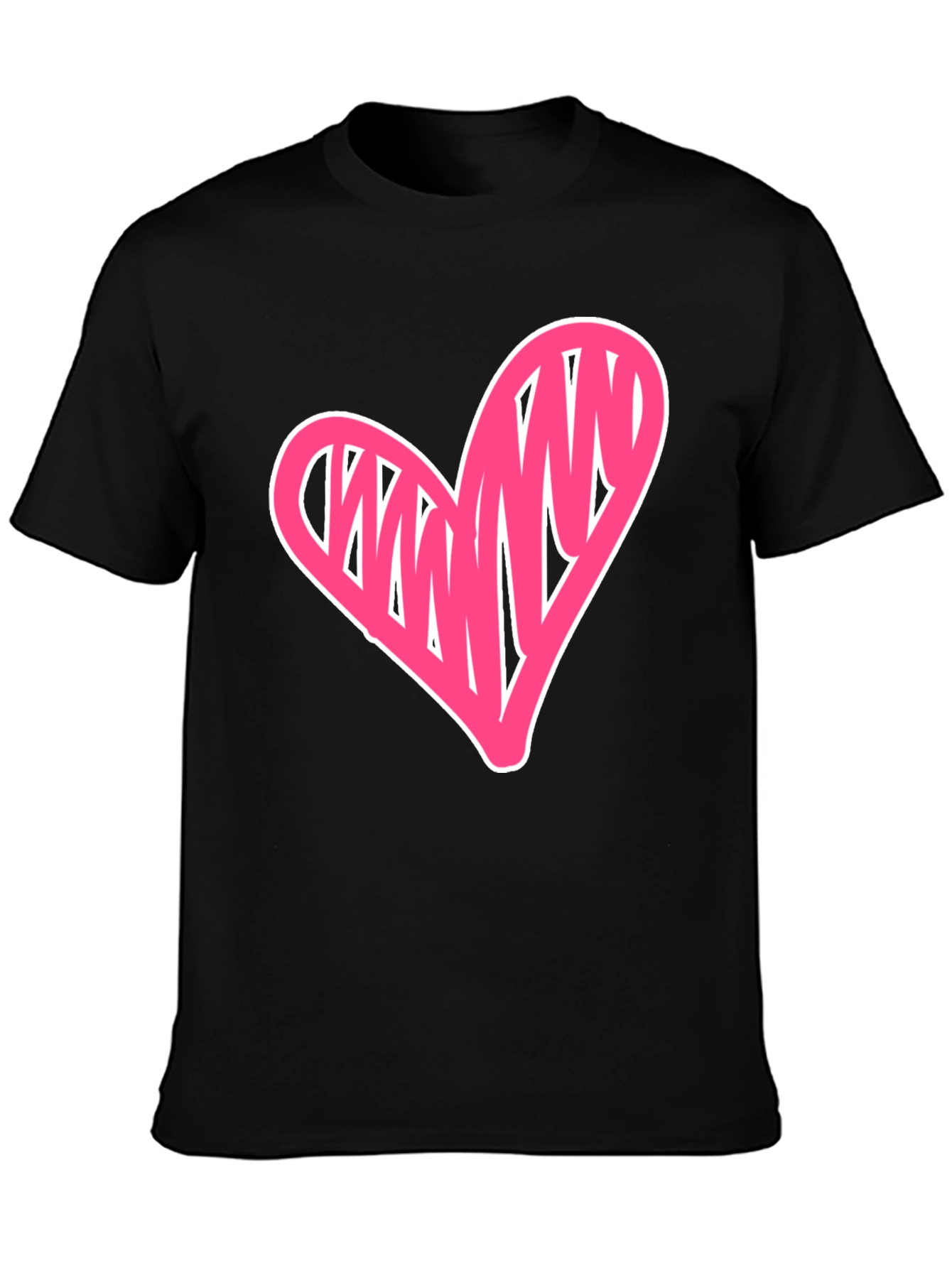 Black Heart Scribble Graphic Tee - Casual Black T-Shirt view 3