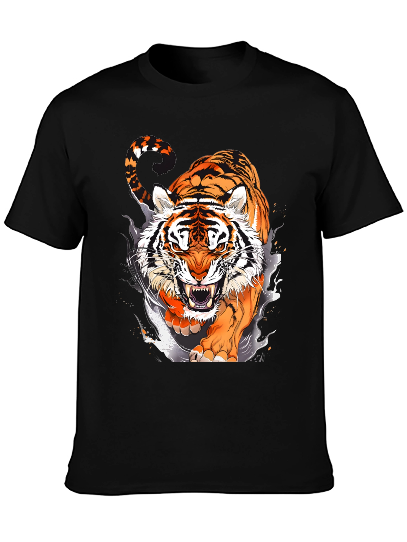 Black Roaring Tiger Graphic Tee - Black T-Shirt view 3