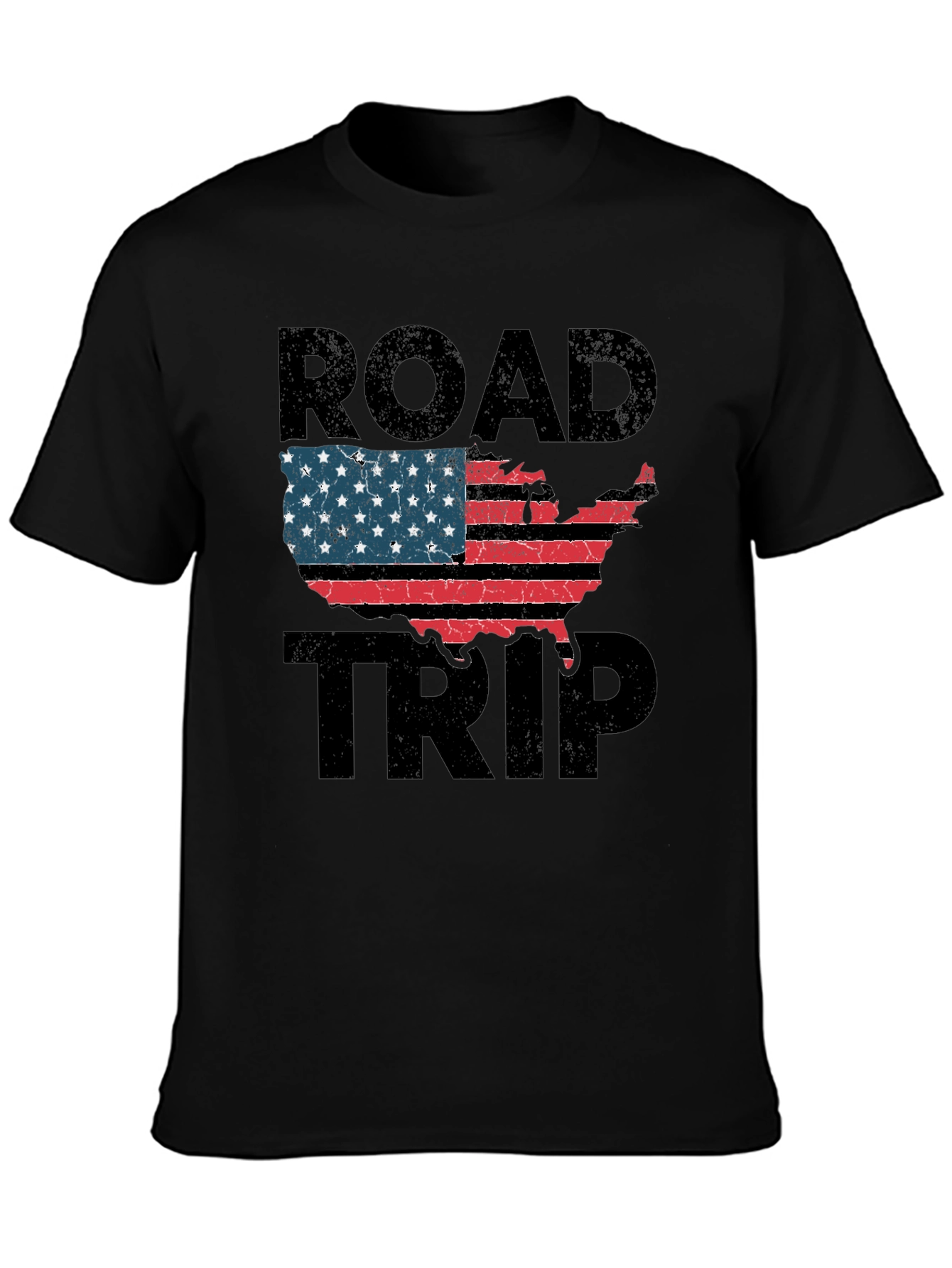 Black Road Trip USA Flag Graphic Tee view 3