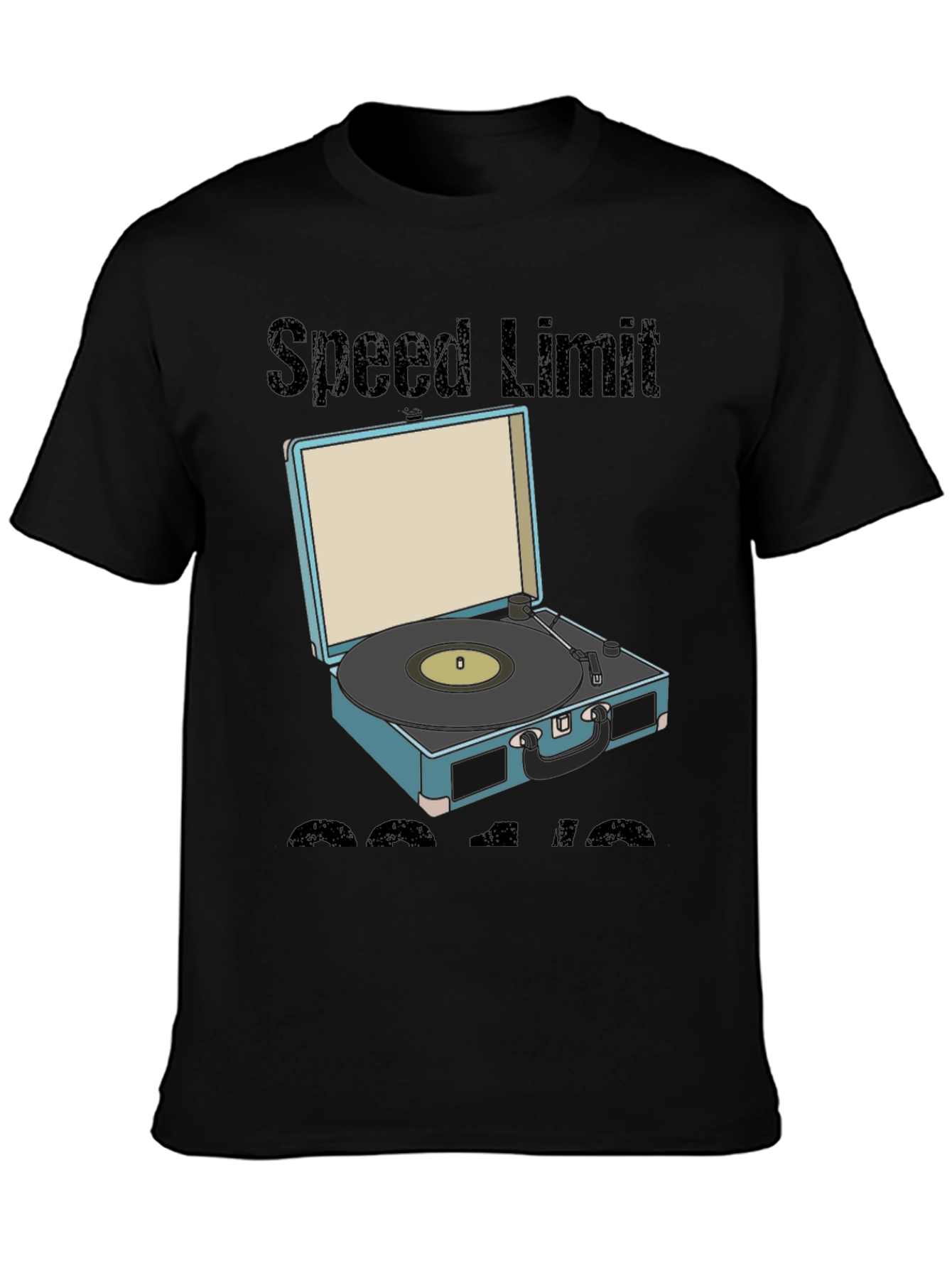 Black Retro Speed Limit Vinyl Record Player T-Shirt view 3