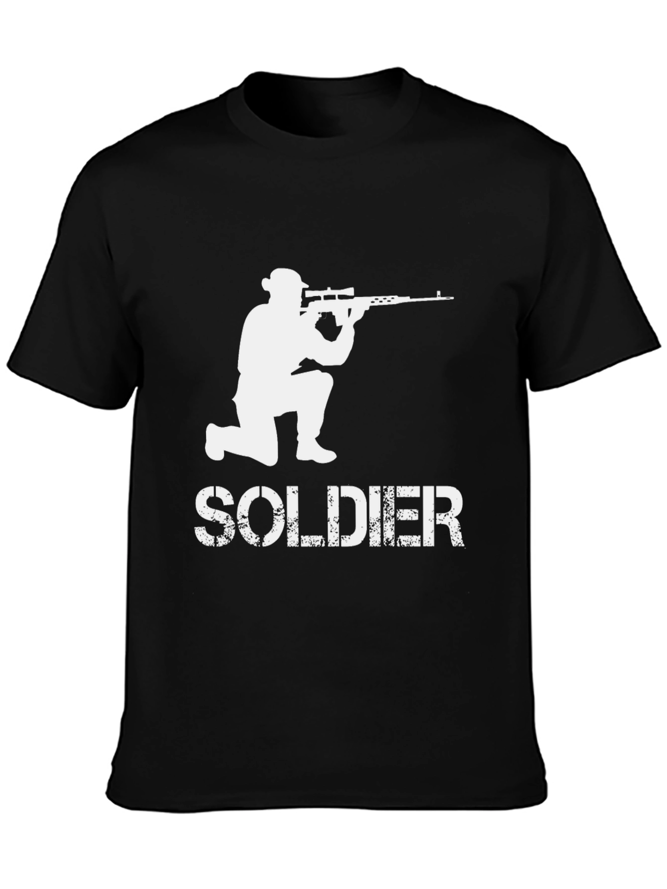 Black Soldier Sniper Graphic Tee - Black Cotton T-Shirt view 3