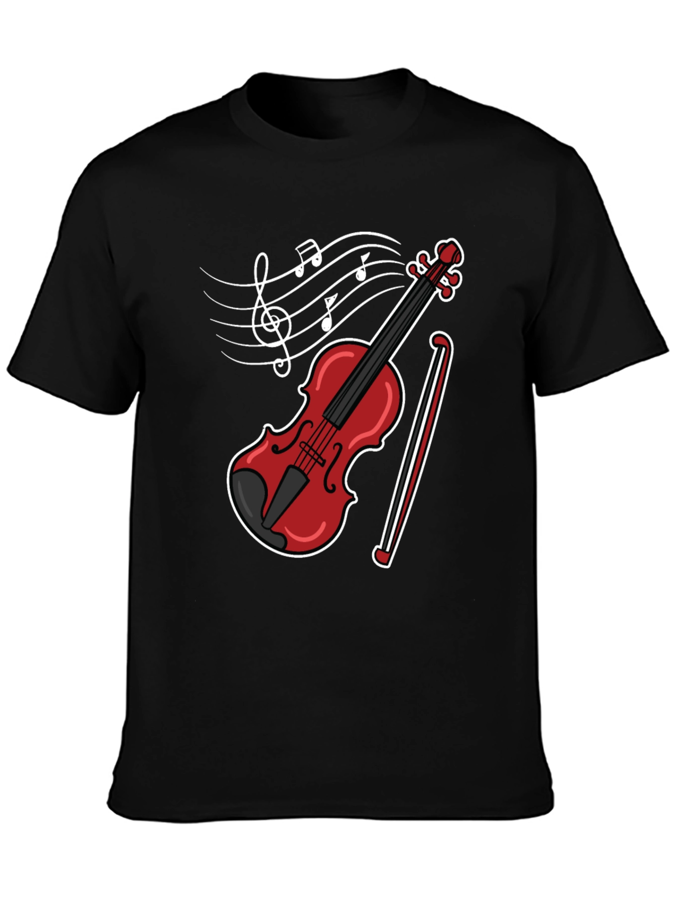 Black Musical Violin Graphic T-Shirt view 3