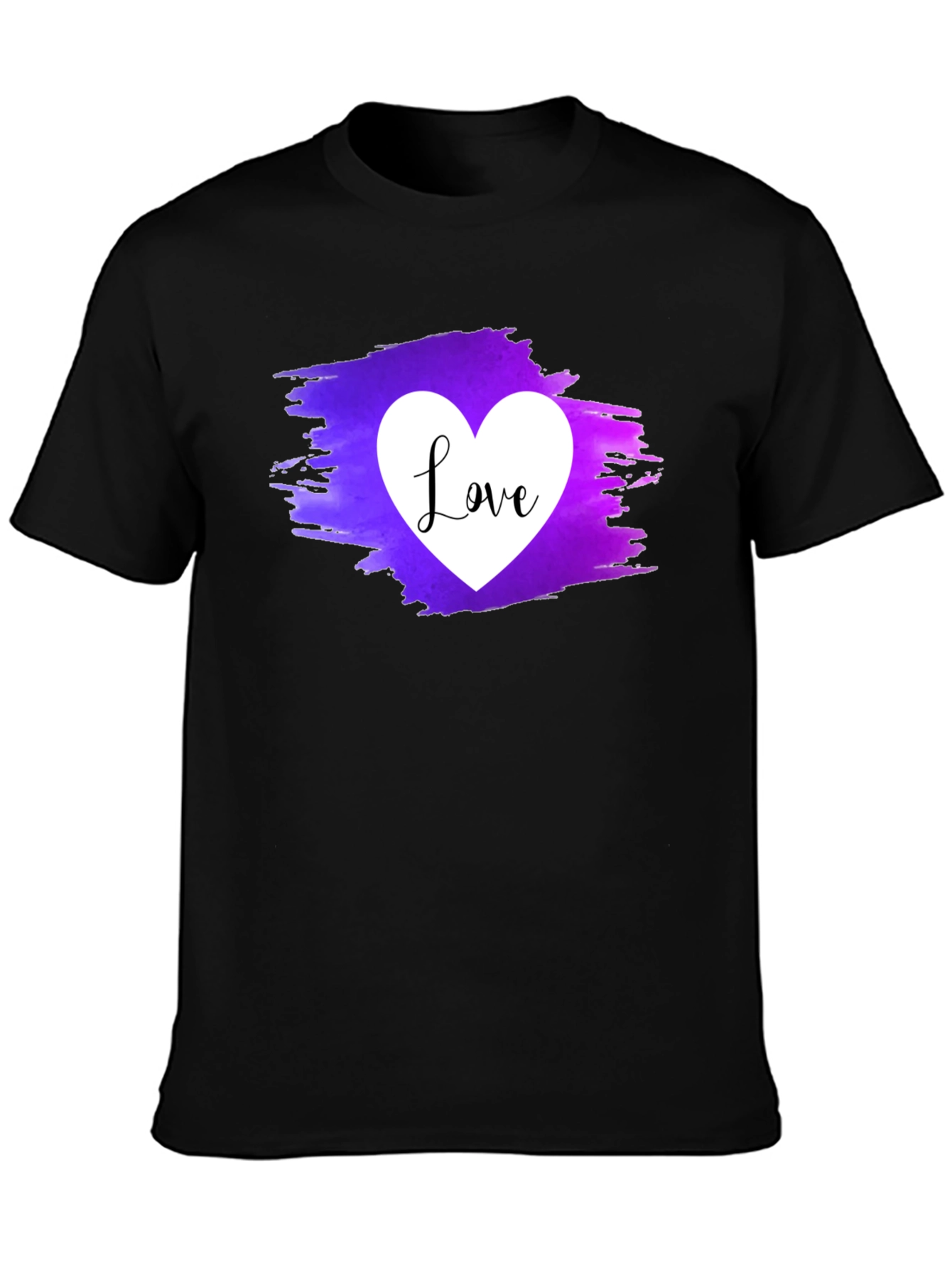 Black Love Heart Graphic Tee - Purple & White Print view 3