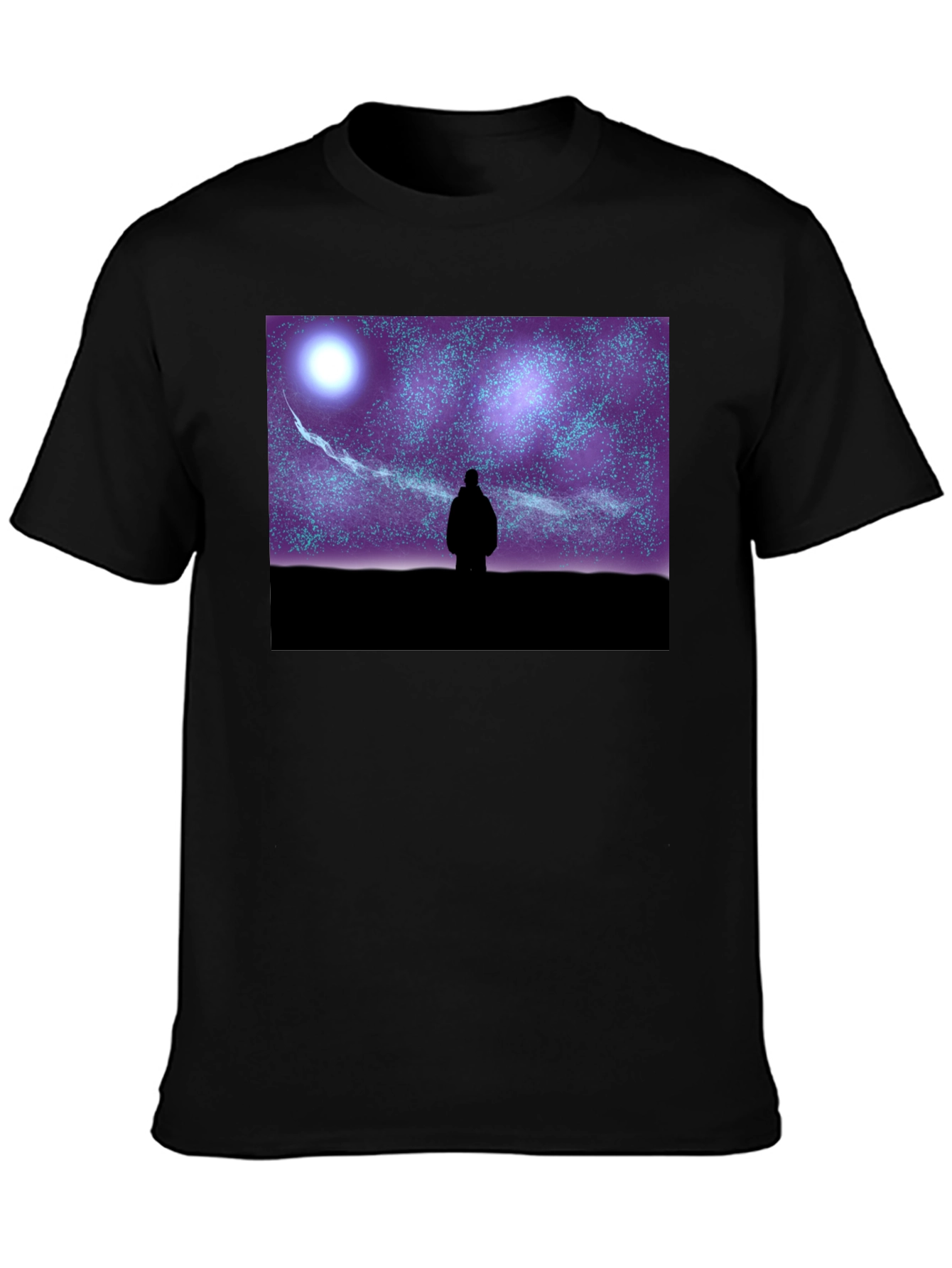 Black Starry Night Graphic Tee - Unisex Black T-Shirt view 3